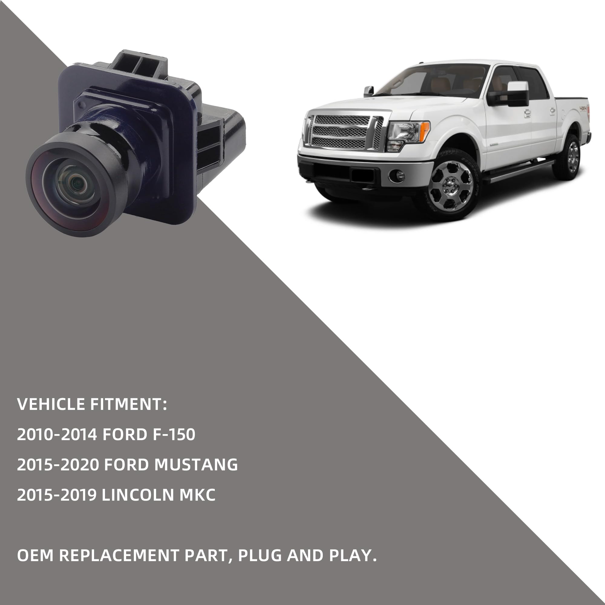 Dasbecan Rear View Backup Camera Compatible With Ford F150 2010-2014 Mustang 2015-2020 Lincoln Mkc 2015-2019 Park Assist Camera Replaces# El3Z-19G490-D Bl3Z-19G490-B