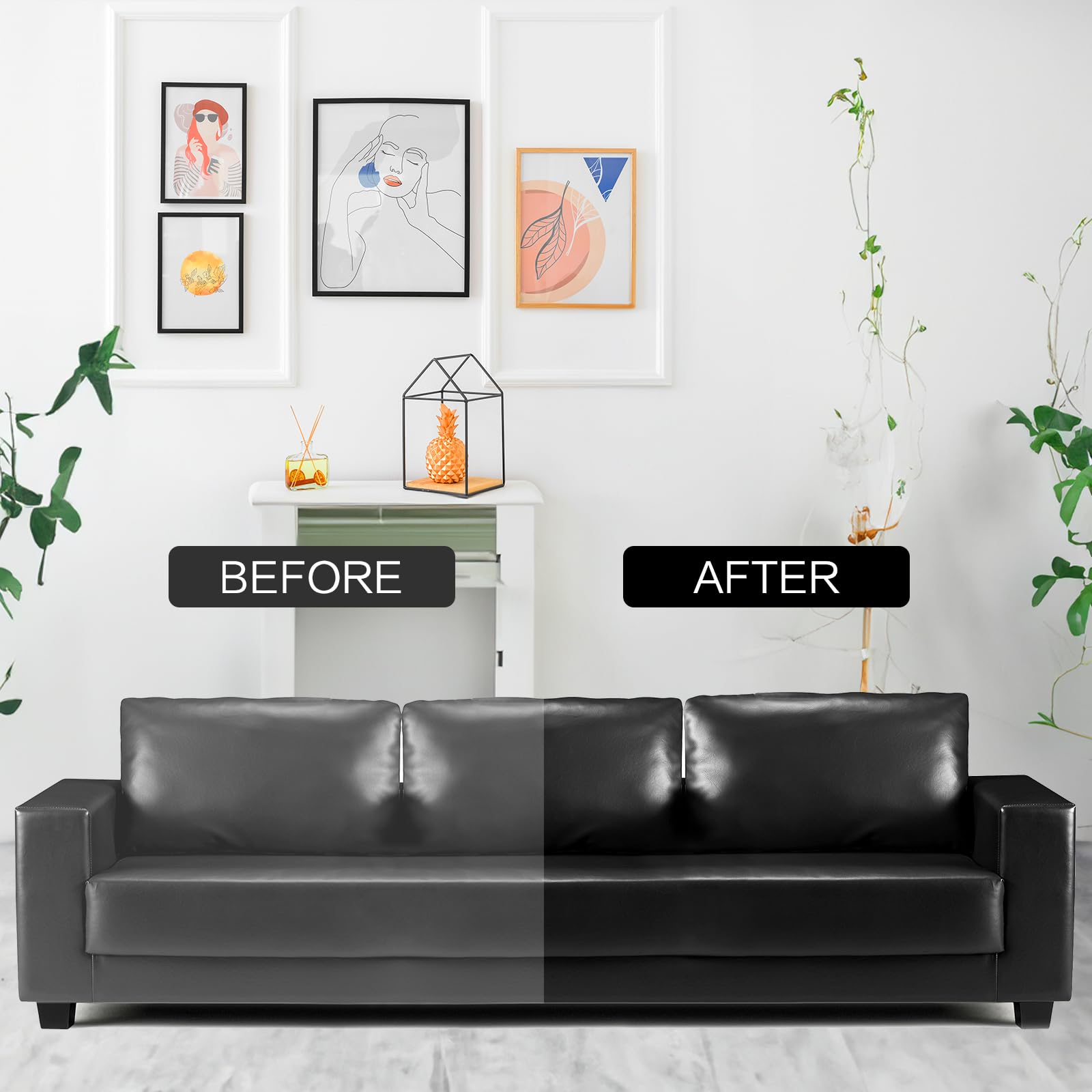 Weystom Leather Recoloring Balm - Black Leather Repair Kit For Furniture, Leather Dye, Recolor, Renew, Repair & Restore Aged, Fa