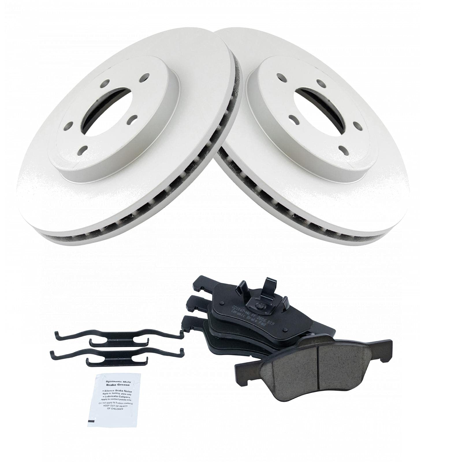 Trq Front Brake Pad & Rotor Kit Brake Pads Brake Rotor Ceramic Premium G-Coated Compatible With 2005-2012 Ford Escape 2005-2011