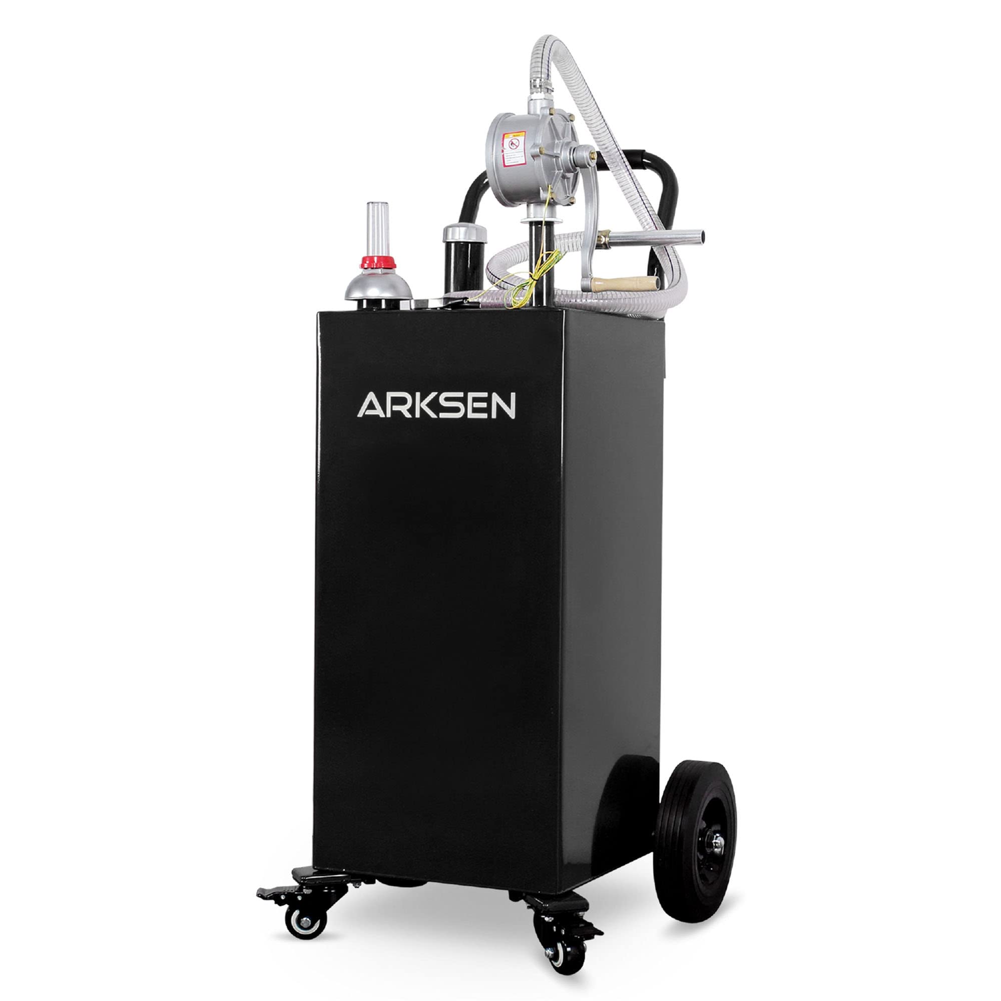 ARKSEN 30 Gallon Portable Gas Caddy Fuel Storage Tank Large Gasoline Diesel Can Hand Siphon Pump with Rolling FlatFree Solid Ru