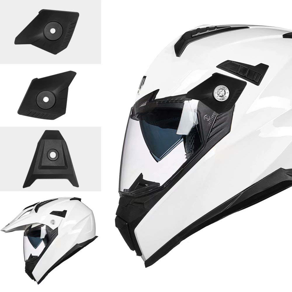 Ilm Off Road Motorcycle Dual Sport Helmet Full Face Sun Visor Dirt Bike Atv Motocross Casco Dot Certified Model 606V(White, S)