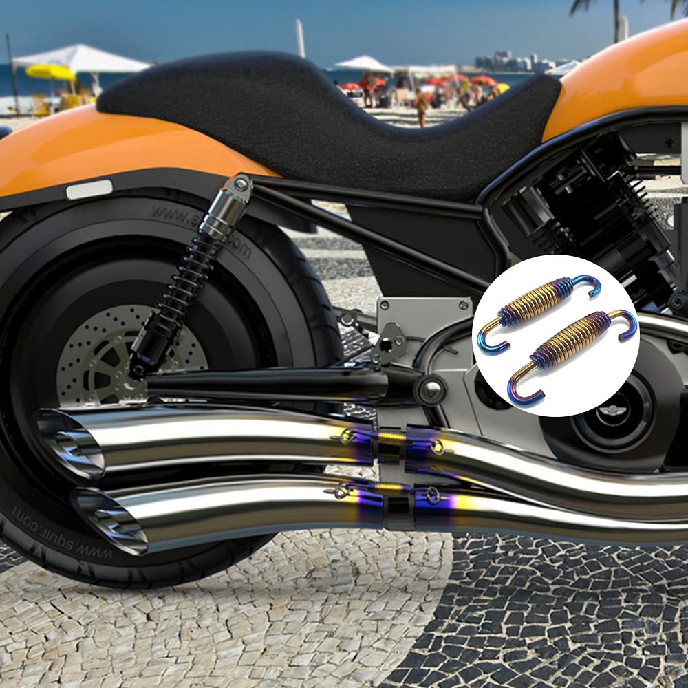 Motorcycle Exhaust Springs 58mm /2.28'' 4 Pcs, Exhaust Spring Fasteners 4 Pcs, Exhaust Pipe Muffler Swivel Spring, Exhaust Pipe