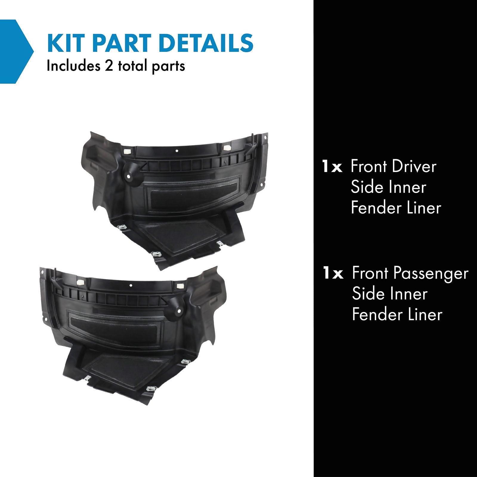 Trq Front Inner Fender Liner Set Compatible With 2012-2015 Audi A6 2013-2015 S6 Au1242100 Au1243100