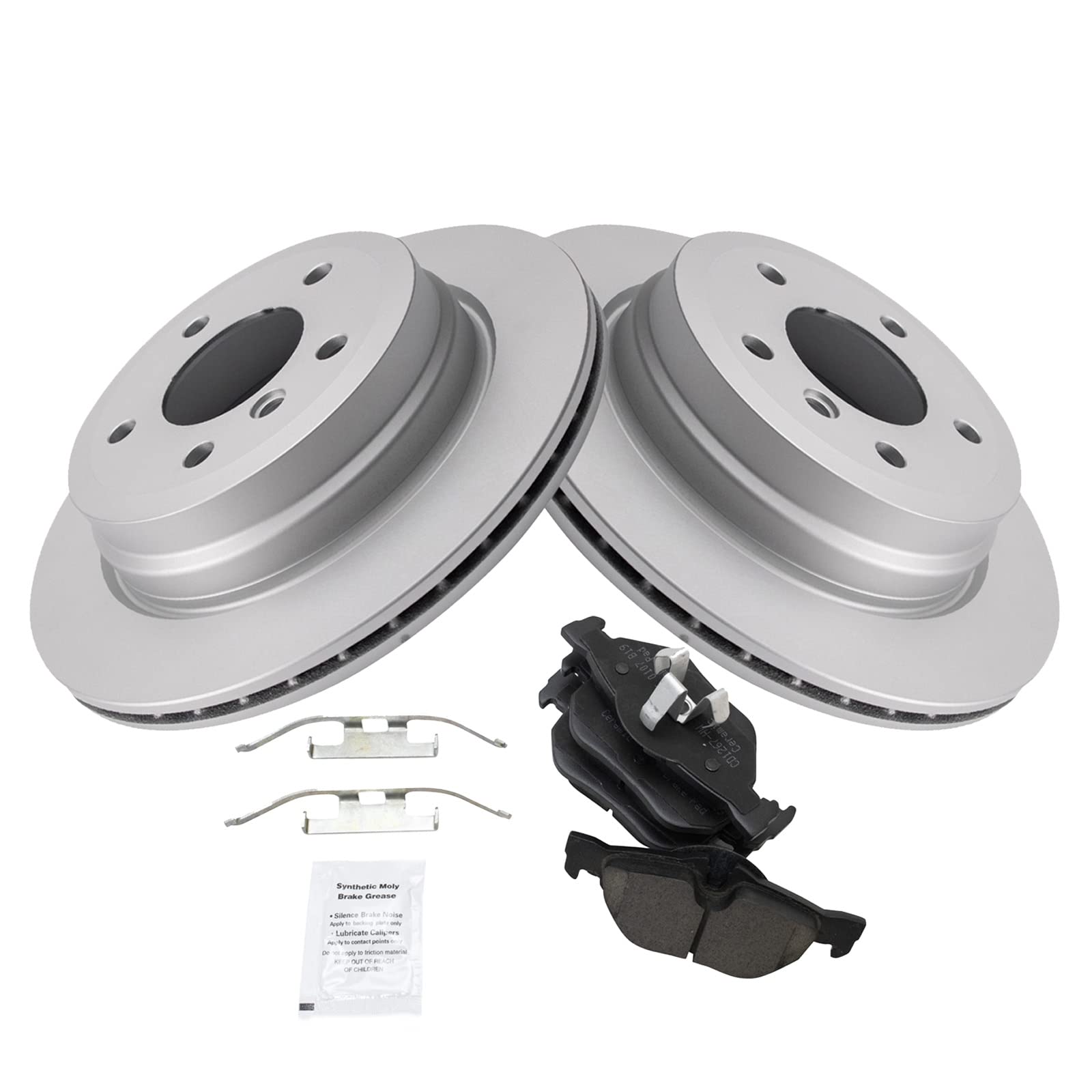 Trq Rear Brake Pad & Rotor Kit Brake Pads Brake Rotor Ceramic Premium G-Coated Compatible With 2007-2013 Bmw 328I 2009-2013 328I