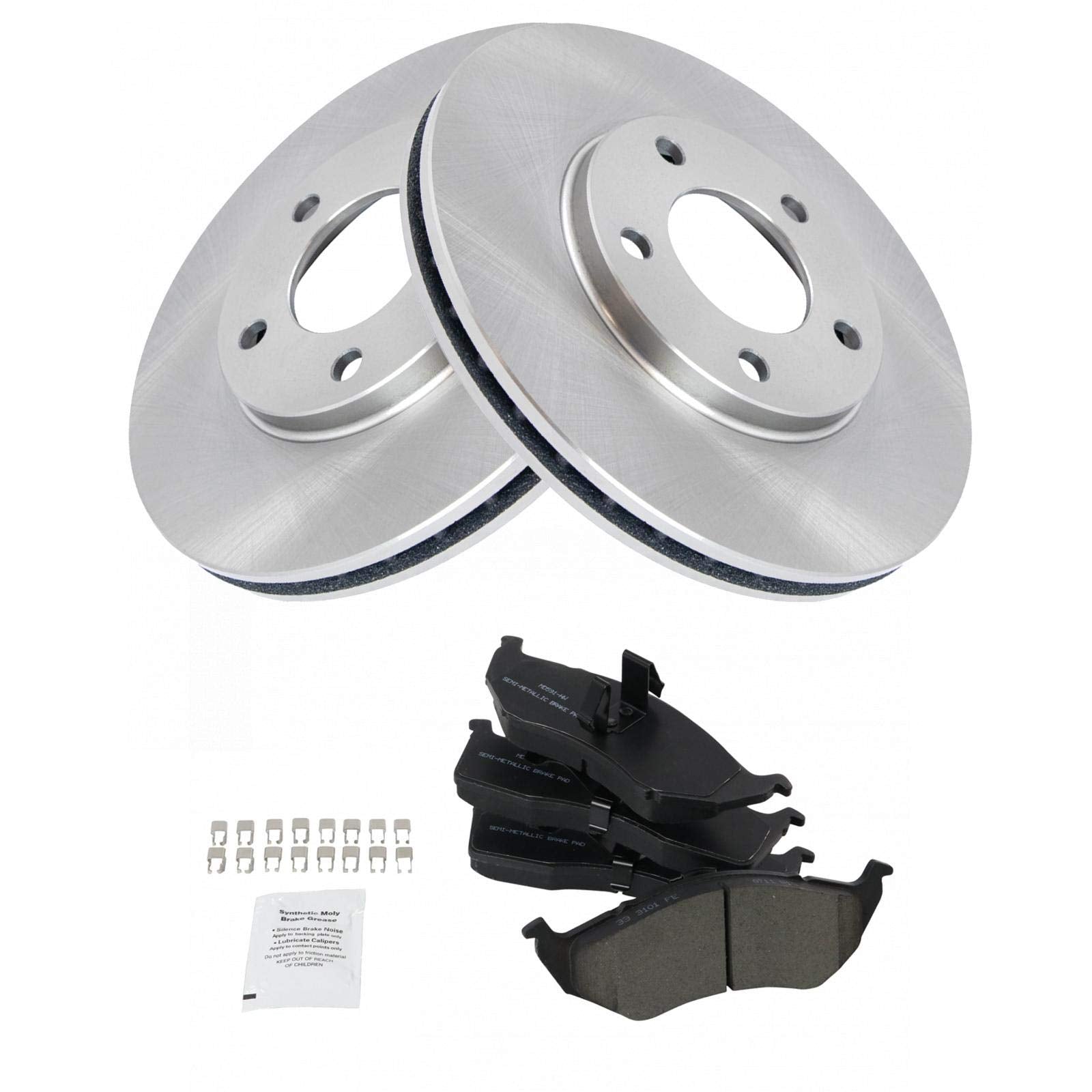 Trq Front Brake Pad & Rotor Kit Brake Pads Brake Rotor Semi-Metallic Compatible With 1996-2000 Chrysler Town & Country Dodge Car