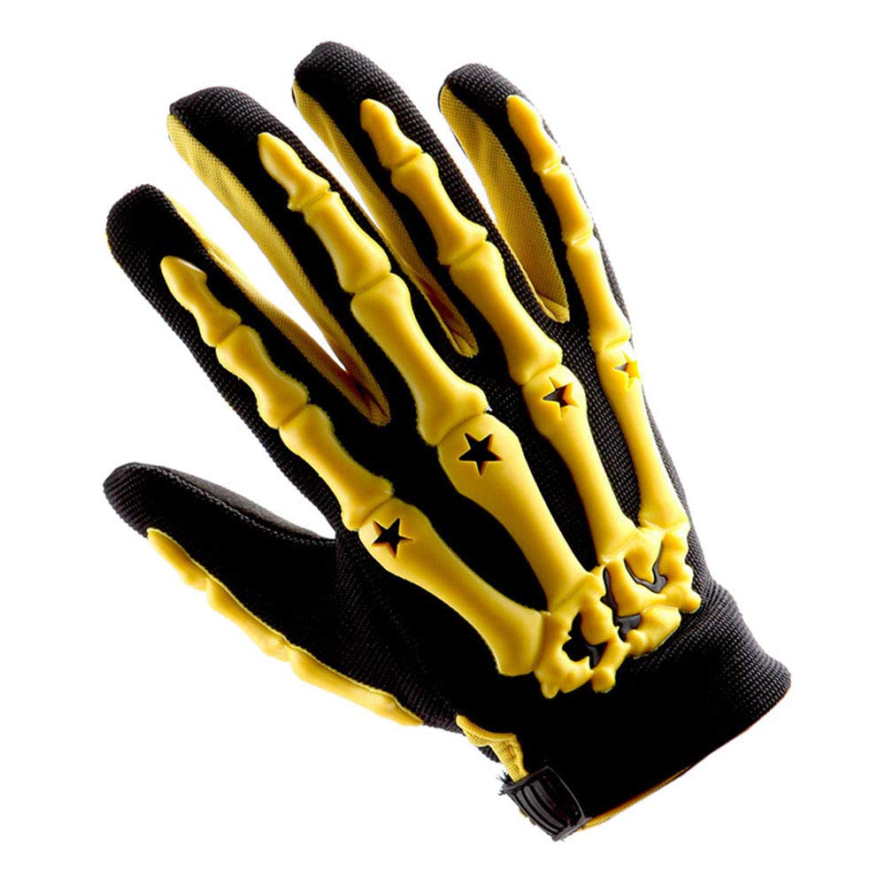 1Storm Adult Motocross Gloves Motorcycle Bmx Mx Atv Dirt Bike Bicycle Skeleton Cycling Gloves Yellow