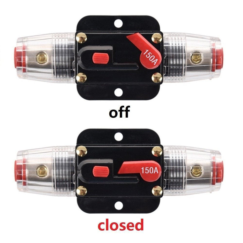 Rkurck 150 Amp Circuit Breaker Manual Reset Inline Fuse Inverter For Car Marine Trolling Motors Boat Atv Audio Solar Inverter Sy