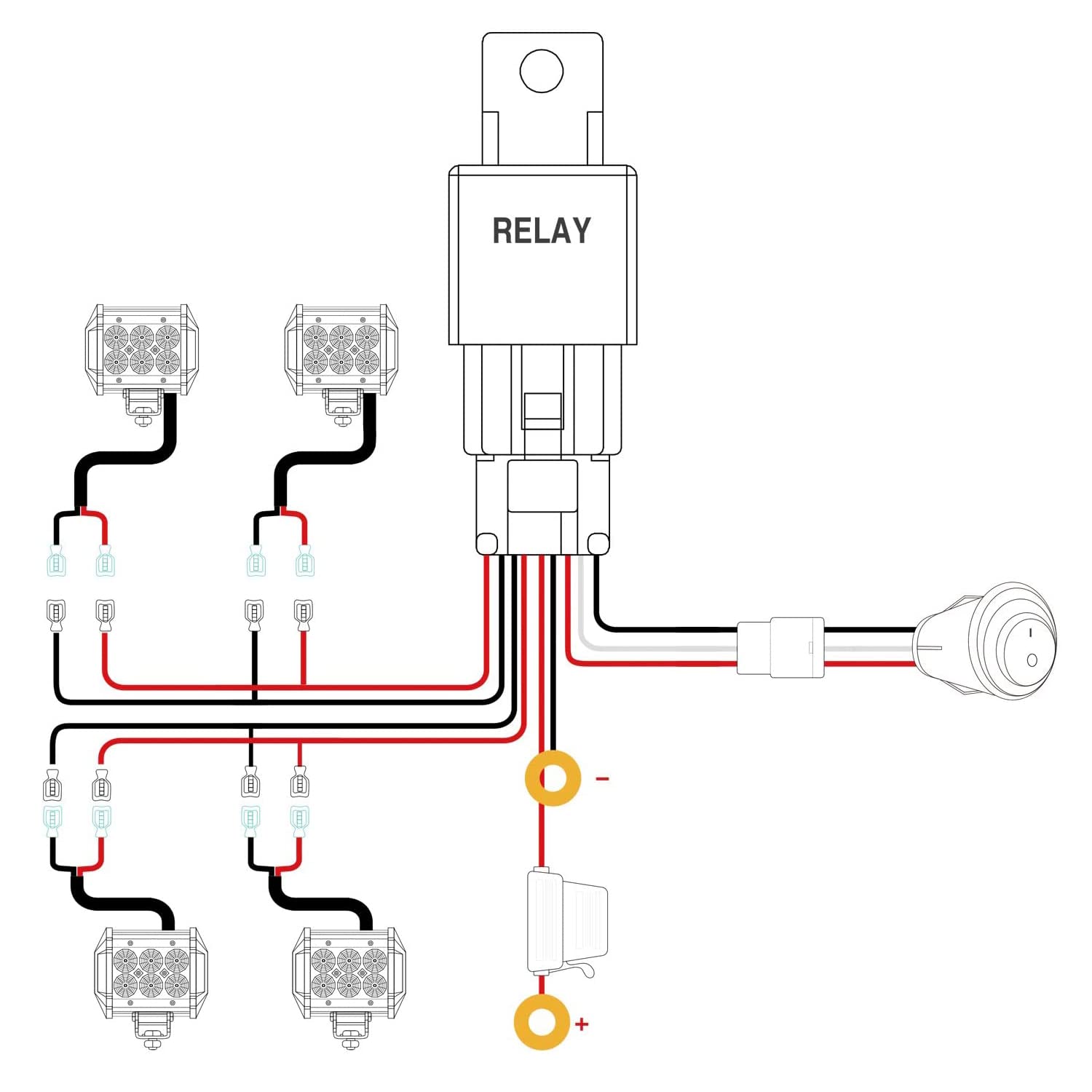 Nilight Led Pods 4Pcs 4 Inch 18W Flood Off Road Fog Lights Driving Roof Led Light Bar Work Light With 16Awg Wiring Harness Kit -