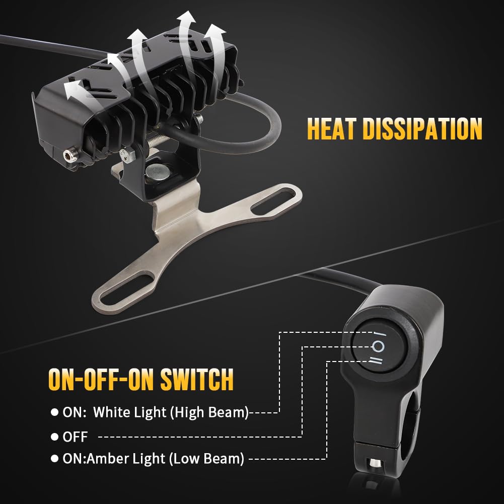 Autovic Dirt Bike Light Bar Kit, 2 Modes White Light & Amber Light Bar Kit Universal For Kawasaki Honda Yamaha Suzuki Ski-D Oo G