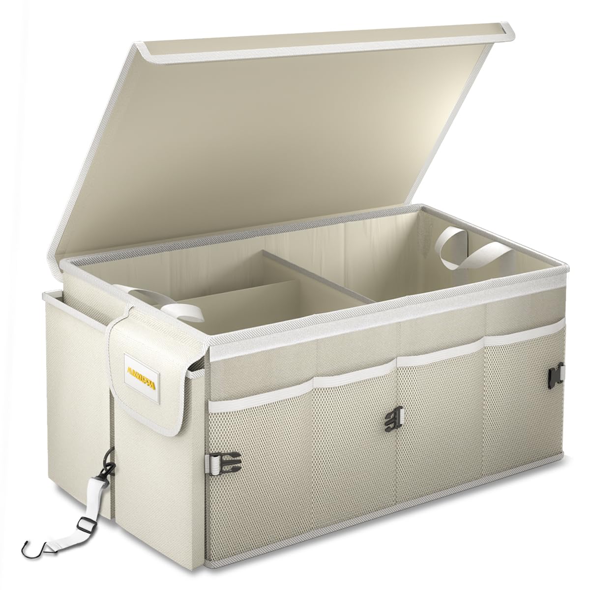 Mikkuppa Car Trunk Organizer - 65L Collapsible Trunk Organizer With Lid, Sturdy Car Storage For Suv Auto Truck Van With Adjustab