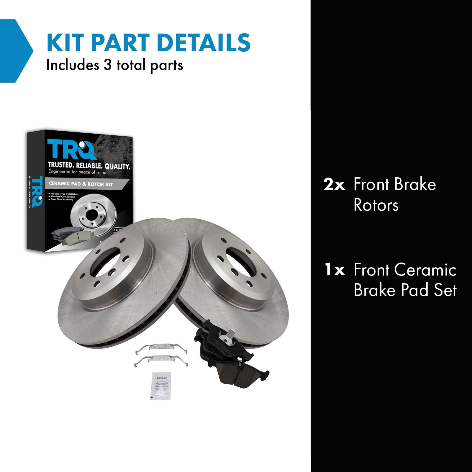Trq Front Brake Pad & Rotor Kit Brake Pads Brake Rotor Ceramic Compatible With 2001-2006 Bmw 330Ci 2001-2005 330I 330Xi 2006-200