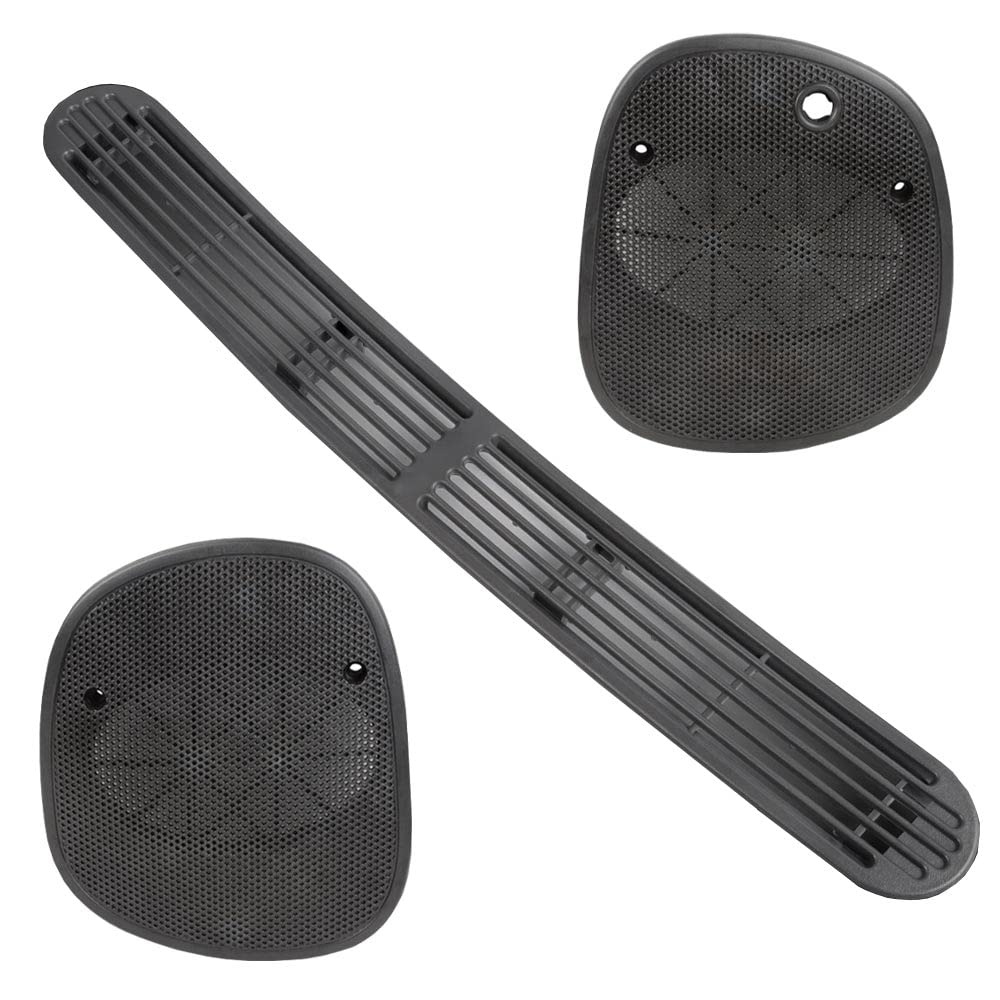 PIT66 Dash Defrost Vent Cover Panel & Speaker Grille Set for 1998-2005 Chevy S10, Black, Plastic, 3 Pcs