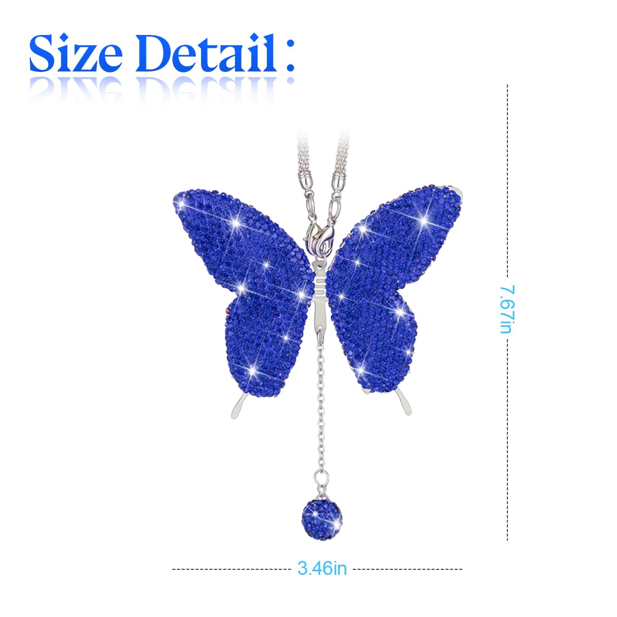 Zipelo Bling Butterfly Diamond Car Accessories, Crystal Car Rear View Mirror Charms For Women, Car Decoration Lucky Gifts Hangin