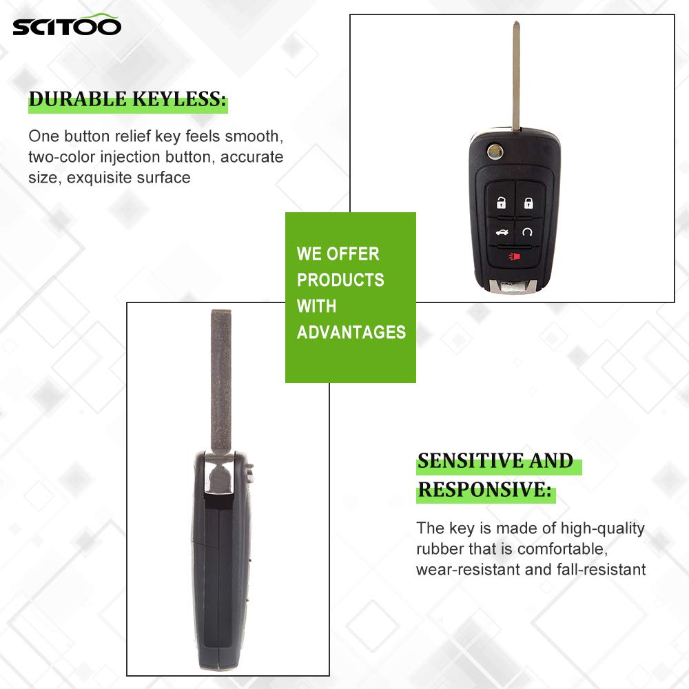 Scitoo Pack Of 2 Keyless Entry Remote Key Fob Fit For Chevy Camaro For Dodge Ram 1500 2500 3500 For Buick Lacrosse For Gmc Terra