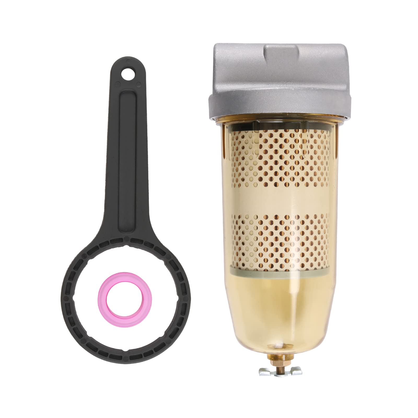 Dicmic 496 Fuel Tank Filter Assembly With Wrench Replacement For Gasoline And Diesel Water Separate 30 Micron Max 25 Gpm 150 Psi With 1” Npt Top Cap Replace# B10-Al