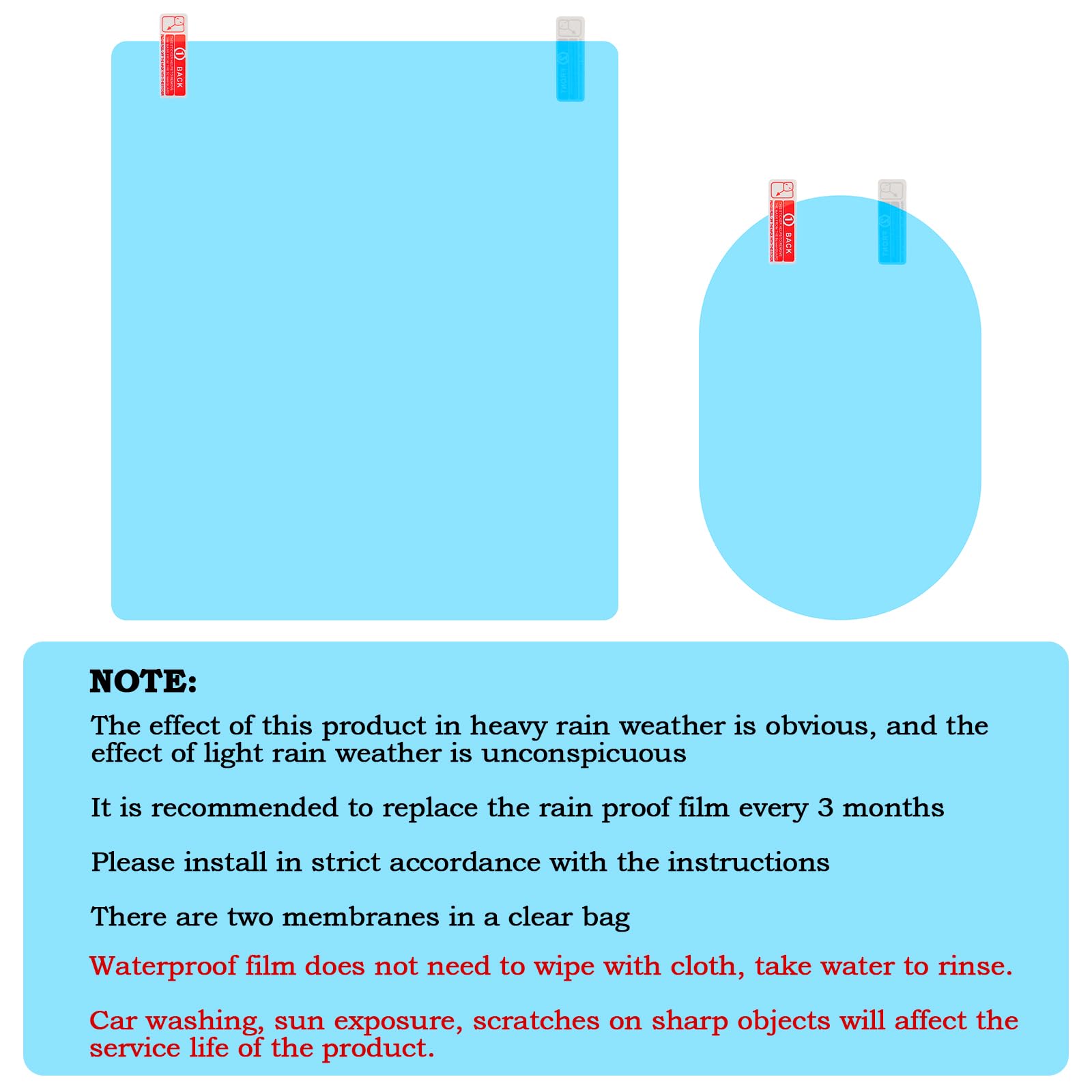 Boao 16 Pieces Car Waterproof Film Anti Rain Mirror Film Waterproof Car Blind Spot Side View Mirror Film Frameless Convex Rear V