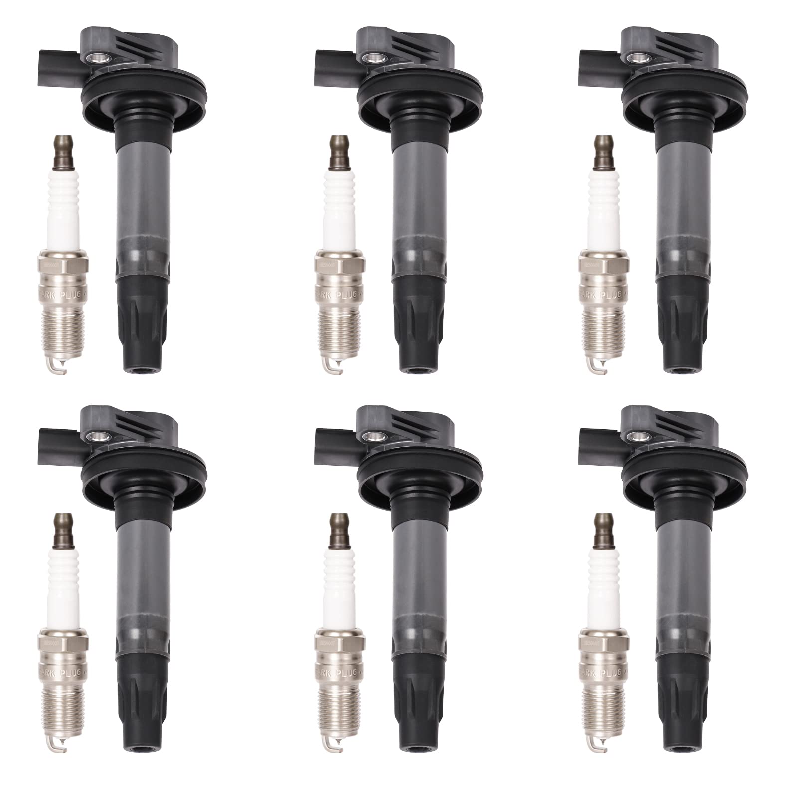 Set Of 6 Ignition Coil Pack And Spark Plugs Fits For 3.7 3.5 V6 Ford Edge Flex Taurus Lincoln Mks Mkt Mkz Mkx Mercury Sable 2008