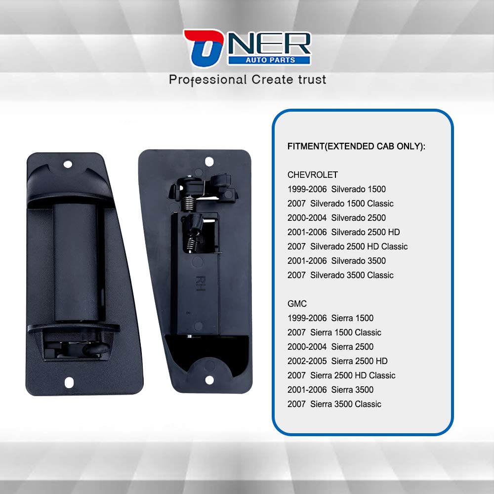 ONER Exterior Rear Left Driver and Right Passgenger Side Extended Cab Door Handle,Fit for 1999-2007 Chevy Silverado GMC Sierra 1
