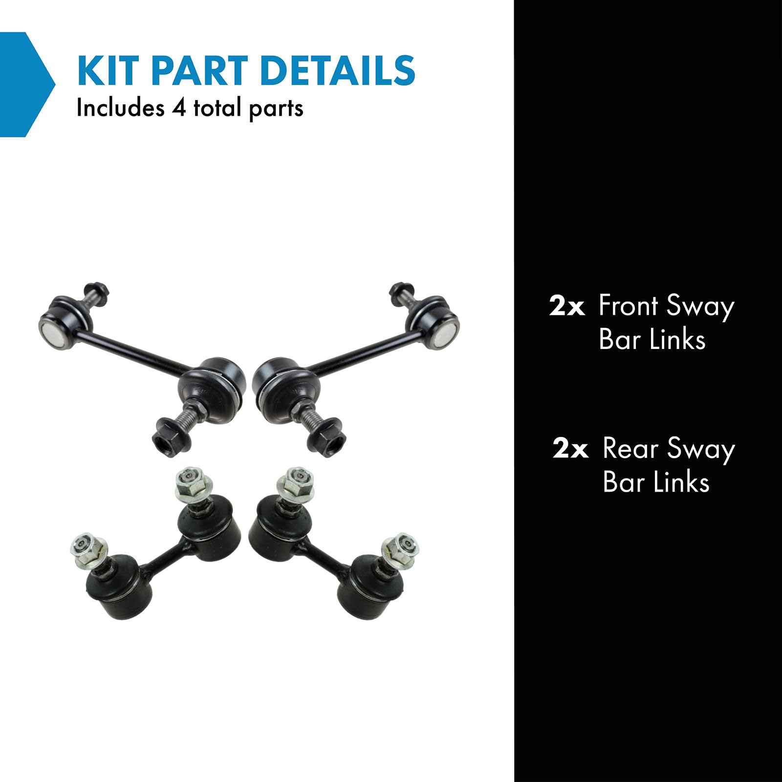 Trq Sway Bar Stabilizer Link Set Front & Rear Compatible With 95-00 Avenger 95-99 Eclipse 94-98 Galant Sebring 95-98 Talon