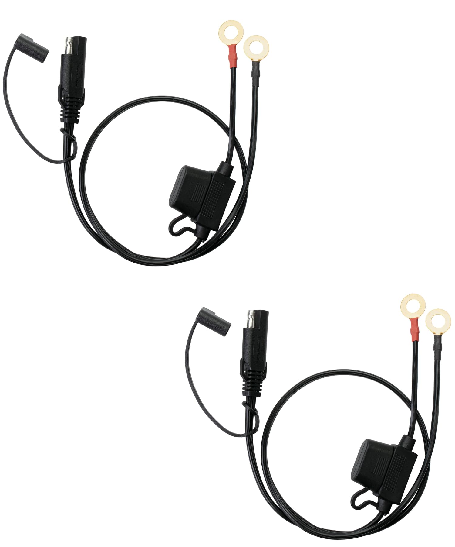 Bates- SAE Battery Connector, 2 Pack, 2 FT, SAE to O Ring Terminal Harness, 2 Pin Battery Connector, SAE Connector, Battery Quic