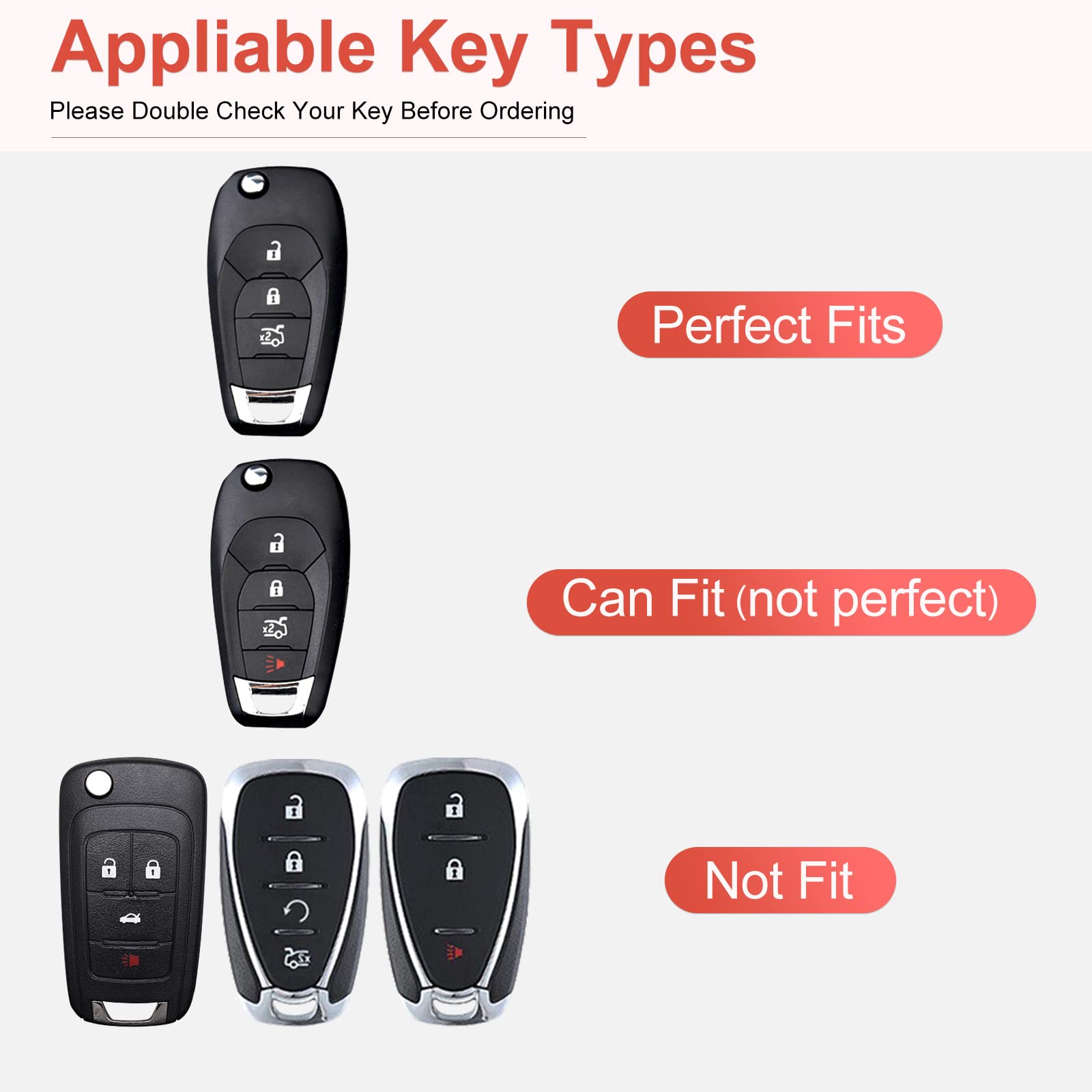 Ruabiban For Chevy Key Fob Cover With Keychain, Pink Genuine Leather Crystal Key Case Protection Shell Compatible With Chevrolet