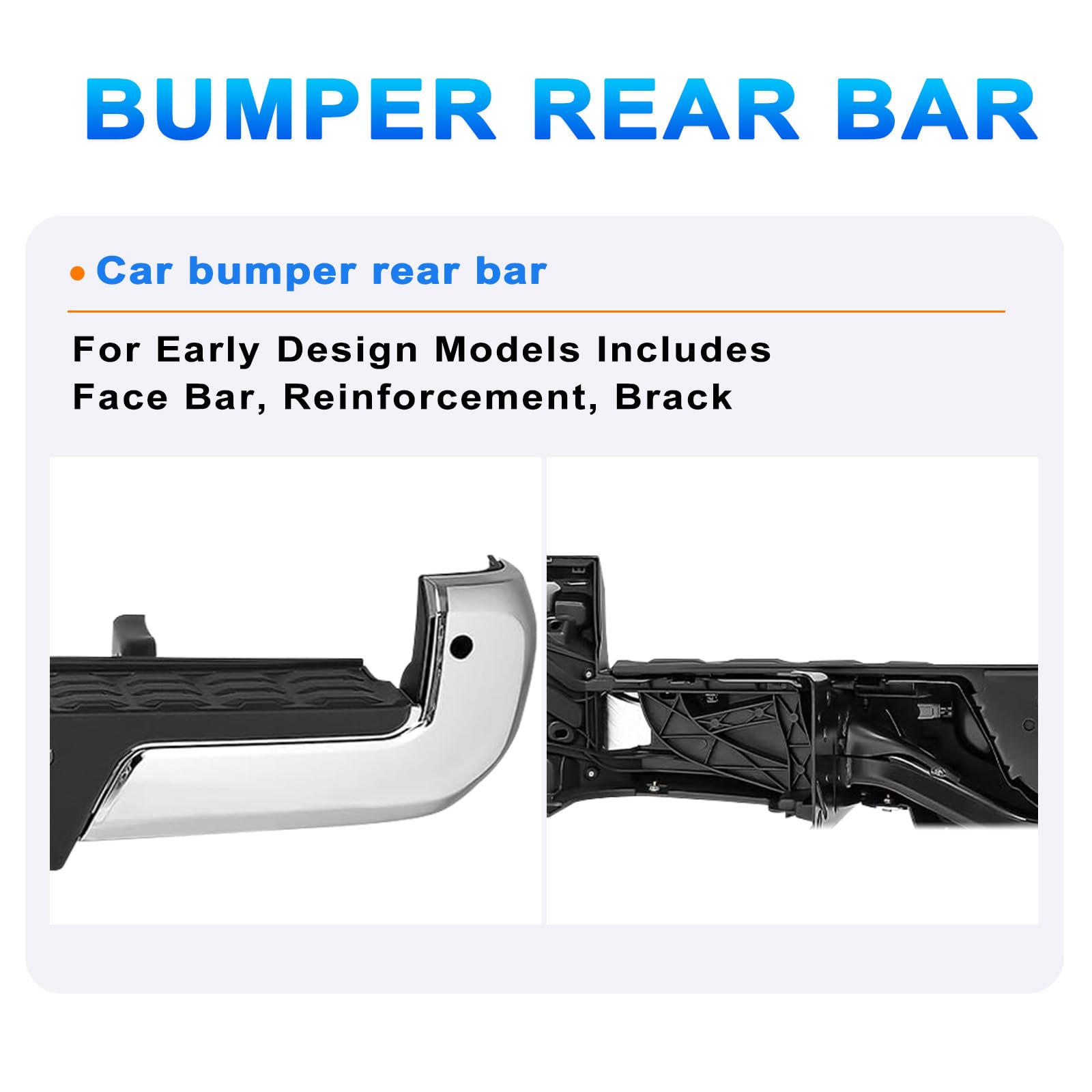 SOCKIR (w/Sensor Holes) Rear Bumper Assembly Fits for 2016-2023 Toyota Tacoma Back Step Bumper Chrome One-piece Molding Anti-Rus