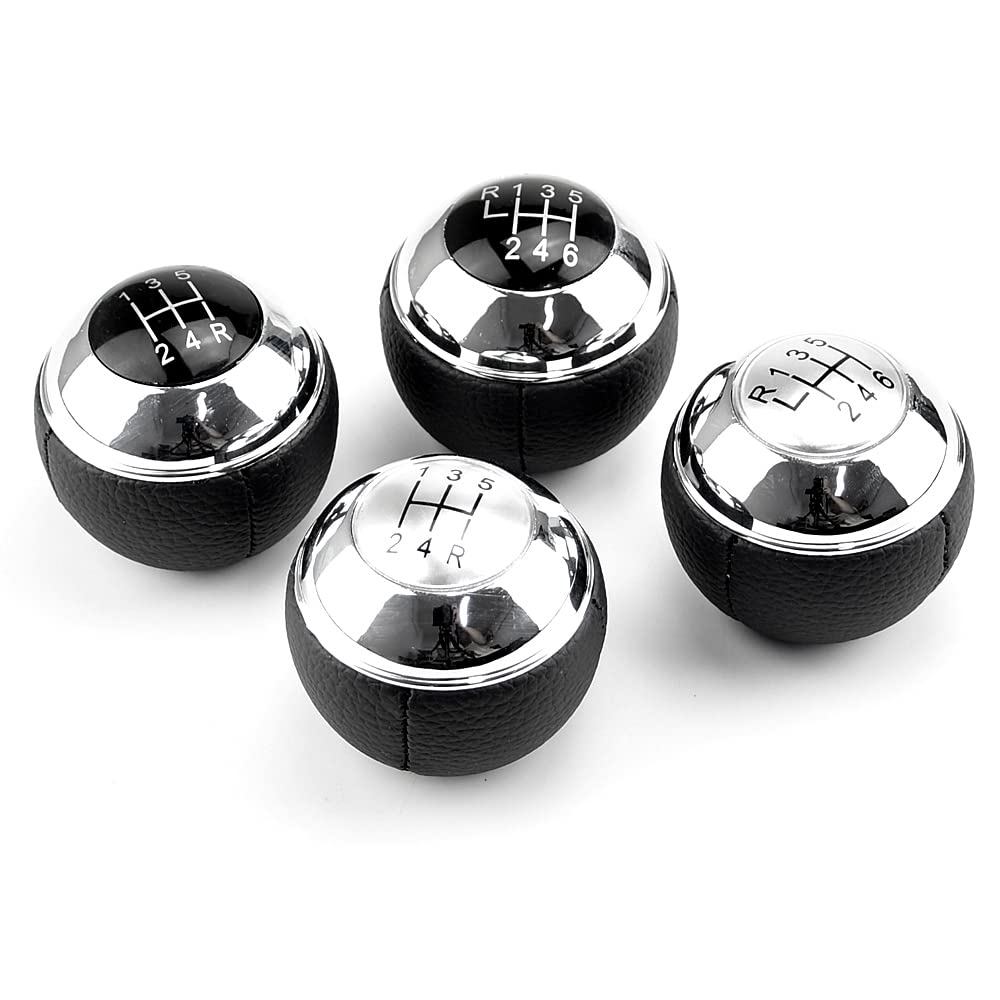 Qklsudua Car Styling Mt 5 Speed Chrome Gear Shift Knob Lever Shifter Handball Compatible With Mini R50 2000-2006 / Cabrio R52 R53 Cooper 2002-2008-Black