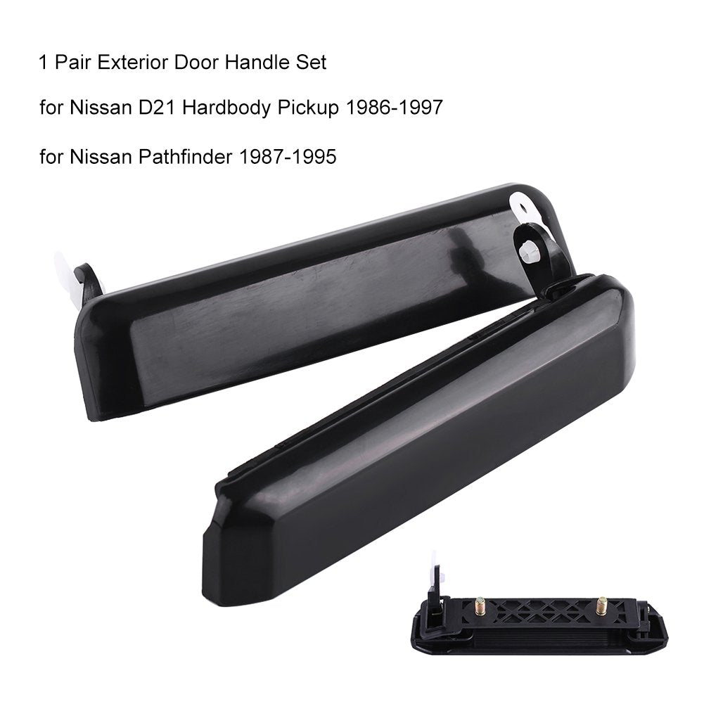 Car Exterior Door Handle, 1 Pair Car Front Left + Right Outside Exterior Door Handle For Nissan D21 Hardbody Pickup Pathfind, Black