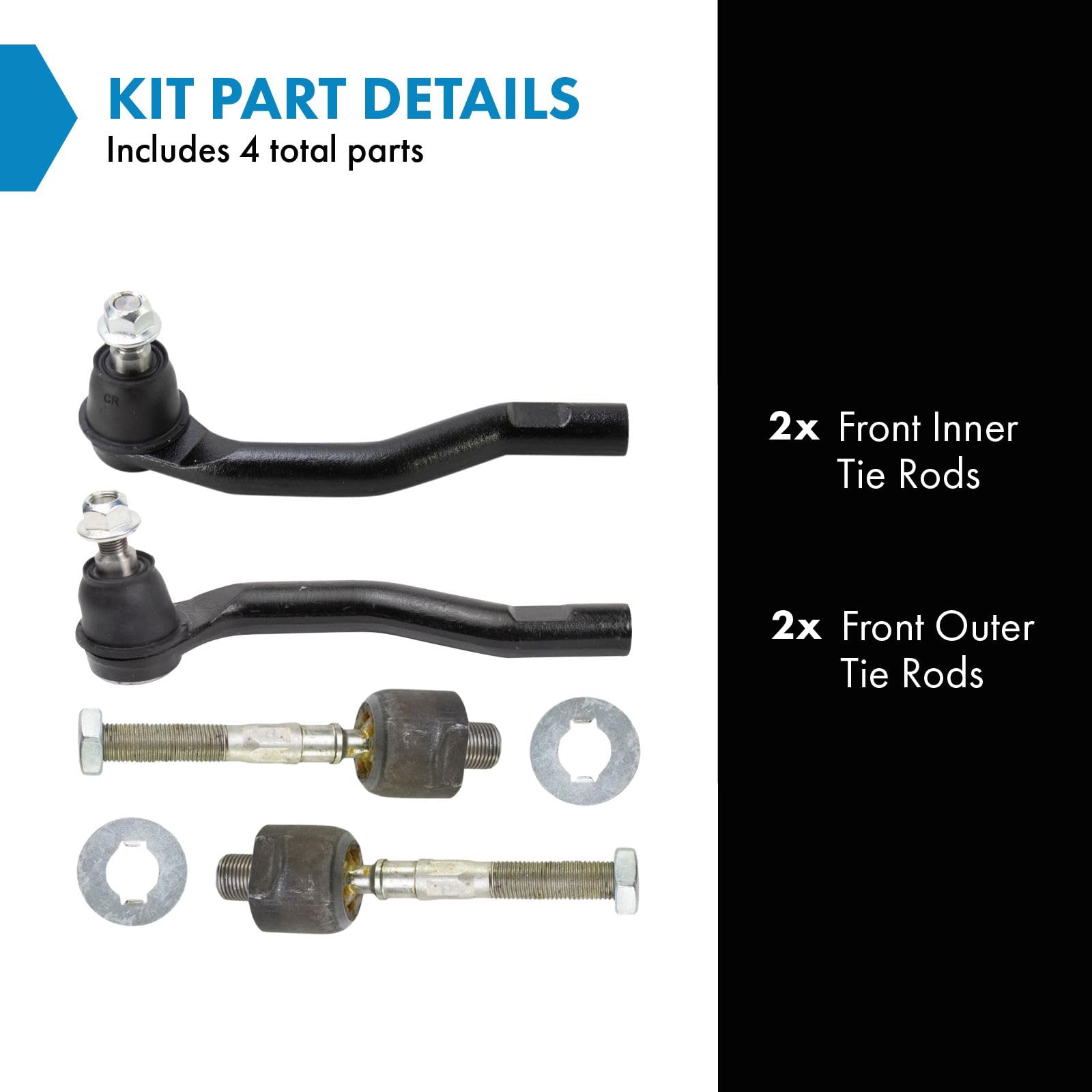 Trq Front Tie Rod Set Compatible With 2009-2014 Acura Tl