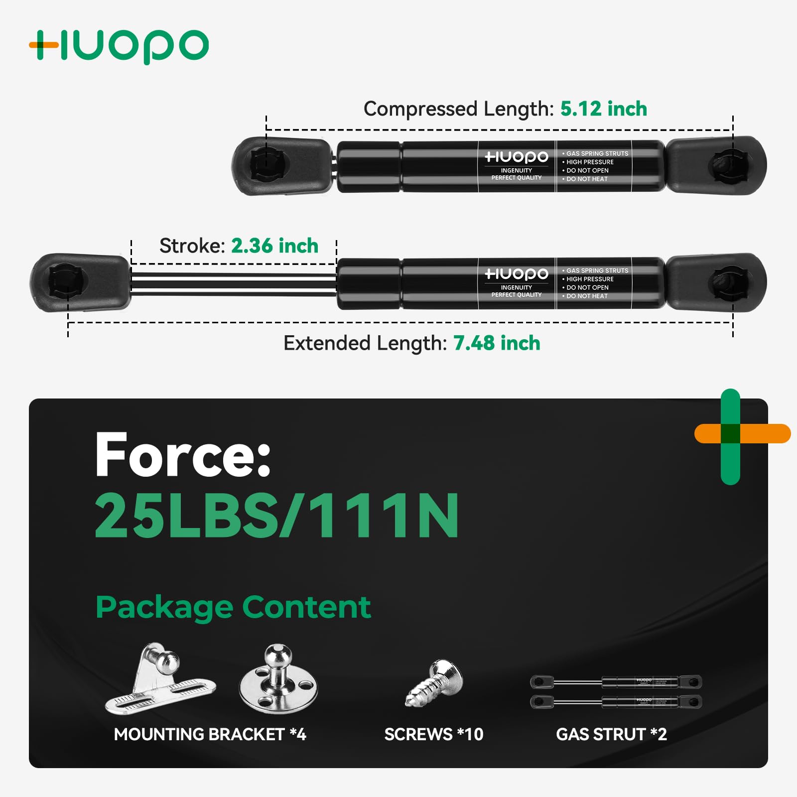Huopo C16-15045 7.5 Inch 25Lb/111N Gas Strut Shock 7.5'' Lift Support For Sentry Safe Replacement Parts Rv Cabinet Doors Sentrys