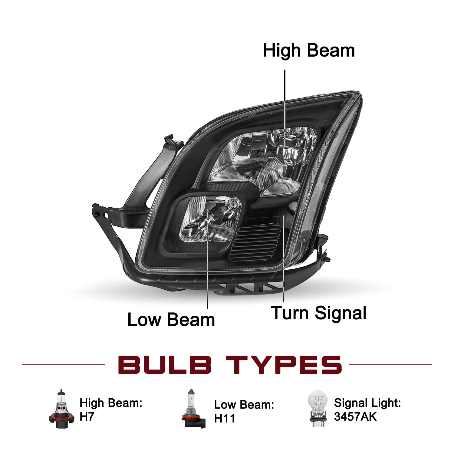 Jsboyat Headlight Assembly W/Bulbs Fit For 2006-2009 Ford Fusion Headlamp Replacement Passenger & Driver Side (Black Housing With Clear Reflector)
