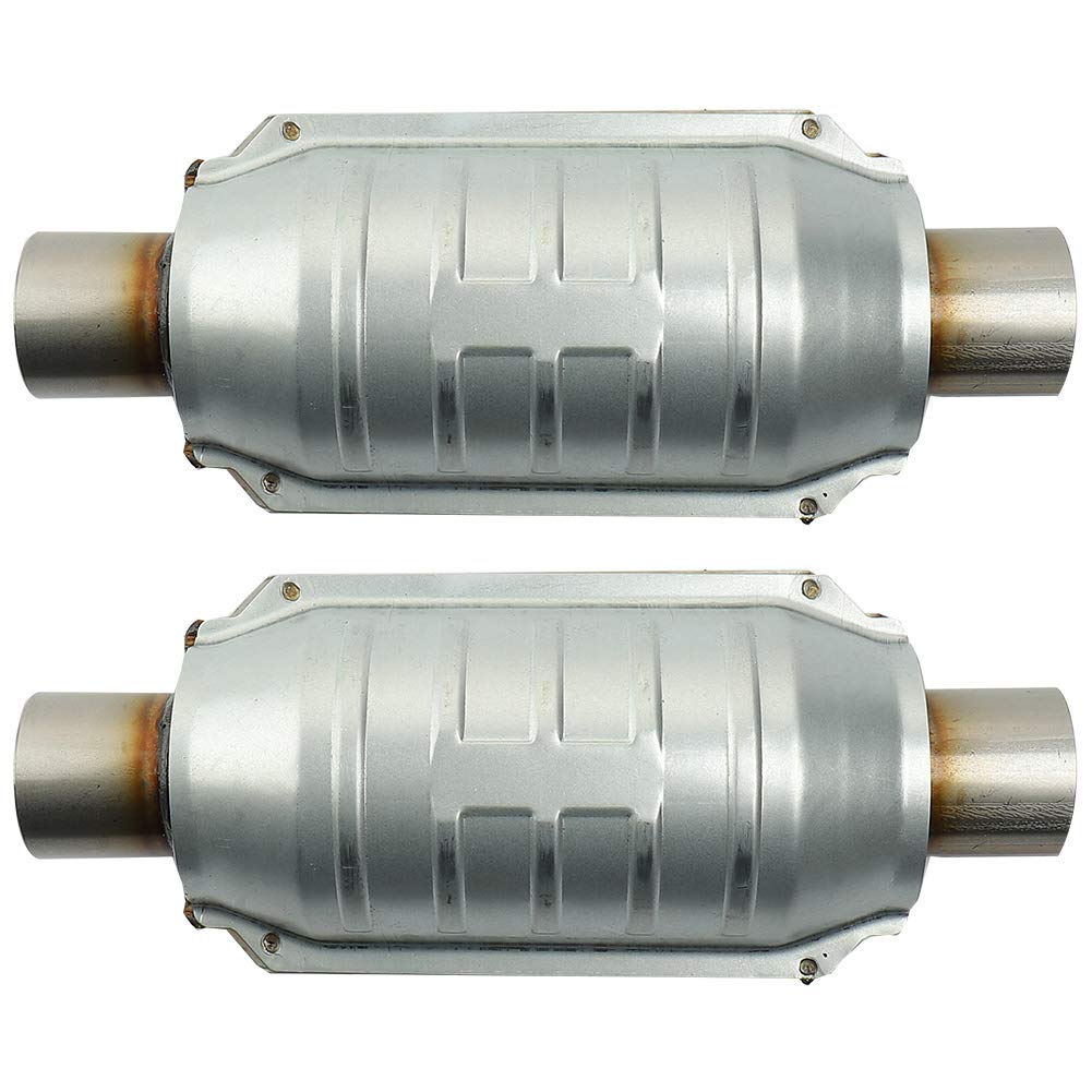 Mayasaf ?2 Pack?2'' Inlet/Outlet Universal Catalytic Converter, With O2 Port & Heat Shield (Epa Compliant)