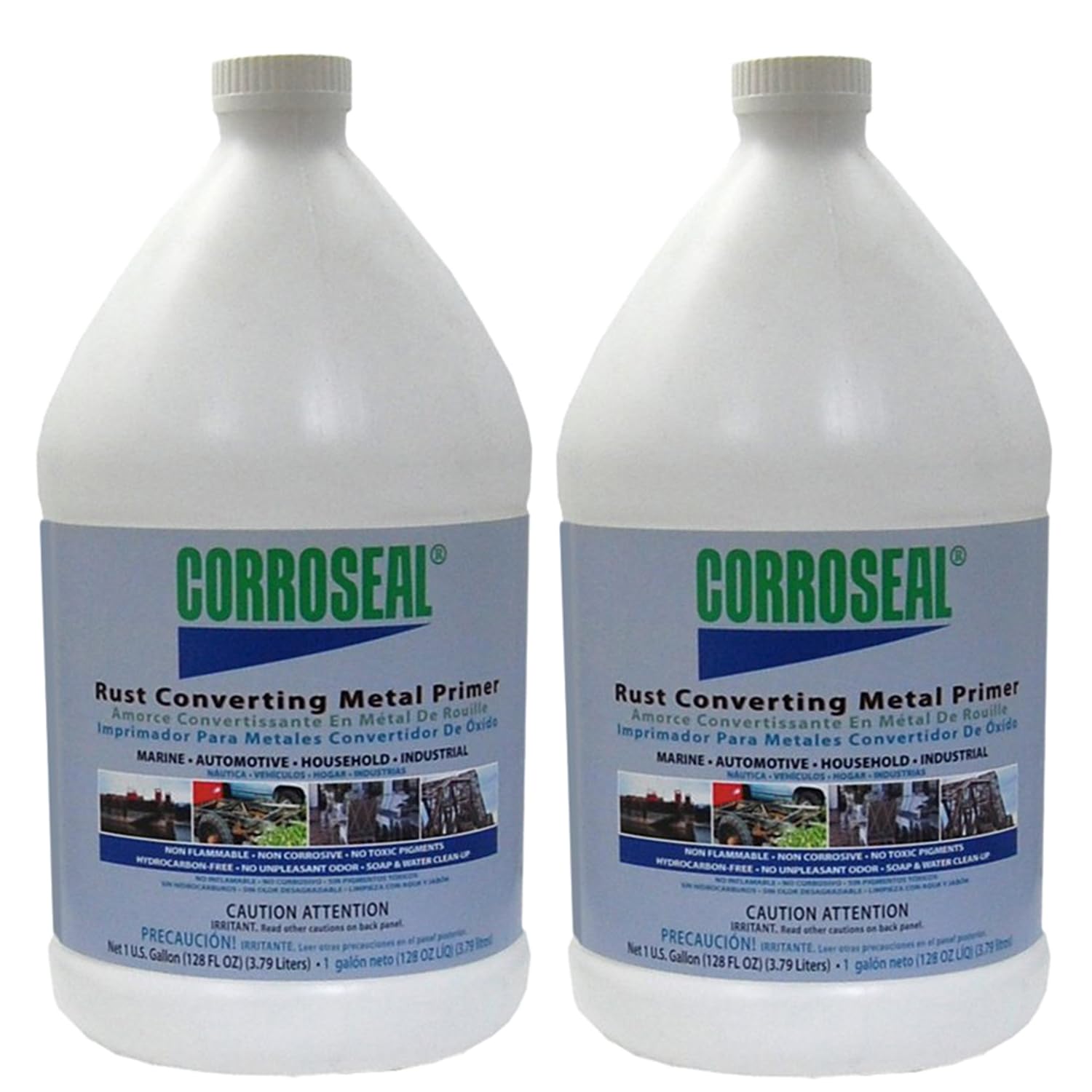 Corroseal Water-Based Rust Converter & Metal Primer, Rust Repair Converts And Preps Surface All-In-One, 1-Gallon (2-Pack)
