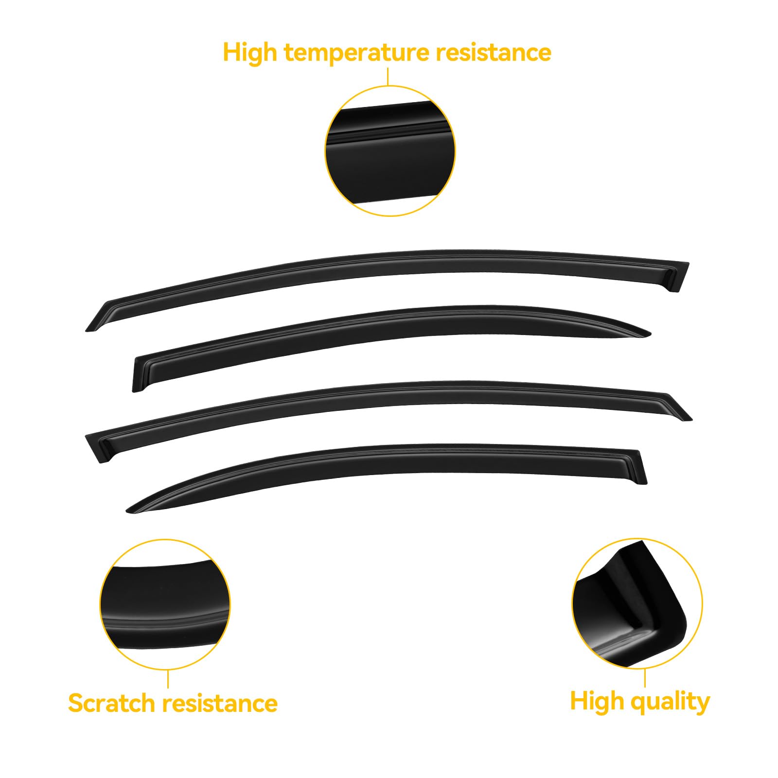 Window Visor For 2006-2011 Honda Civic, Out-Channel Rain Guards Shields Vent Shade Deflector Wind Dark Smoke Ventshade Ventvisor