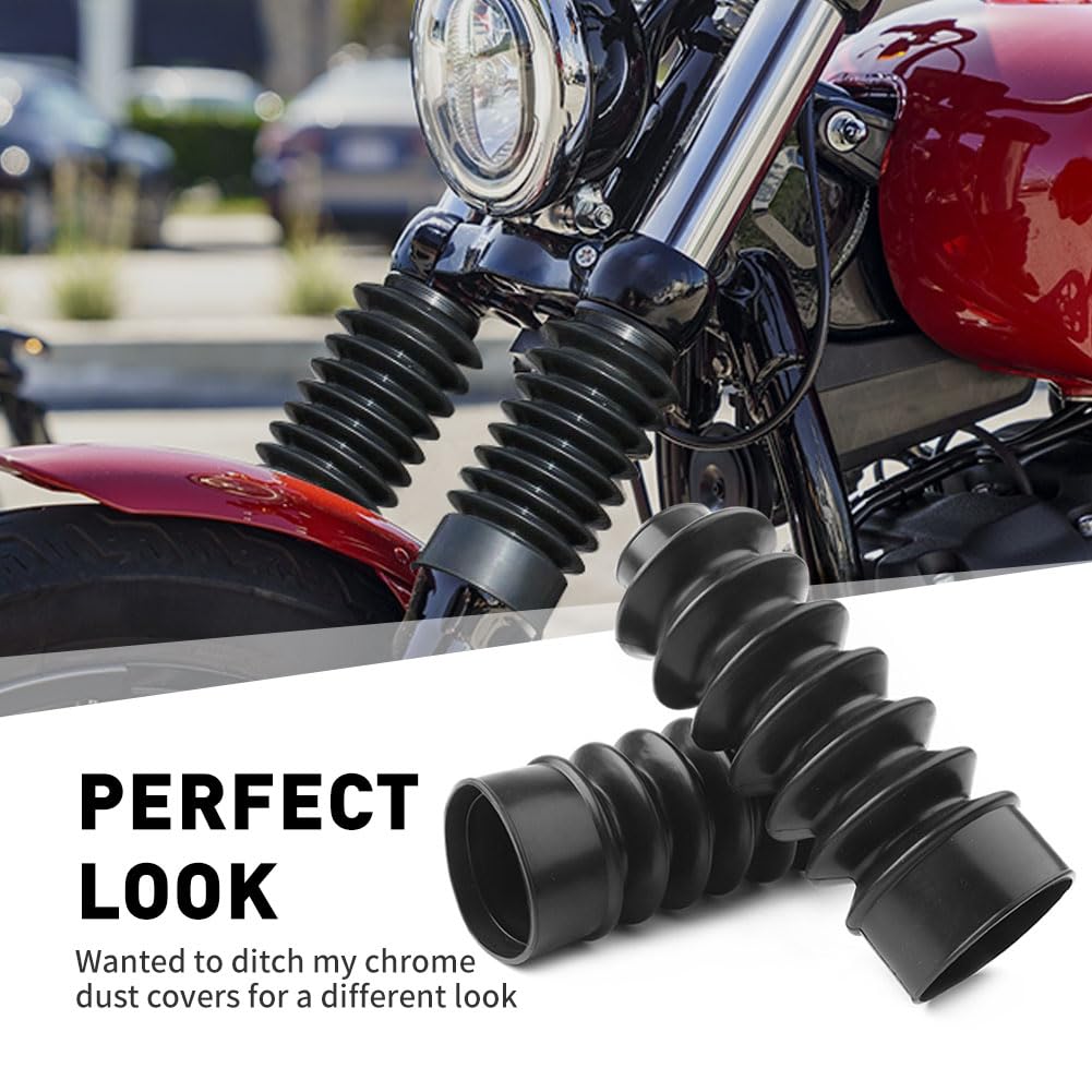 NEWSMARTS Motorcycle 39mm Fork Covers Front Rubber Gaiters Gators Shock Boots for Harley Sportster XL883 1200 / Dyna FXD Powersp