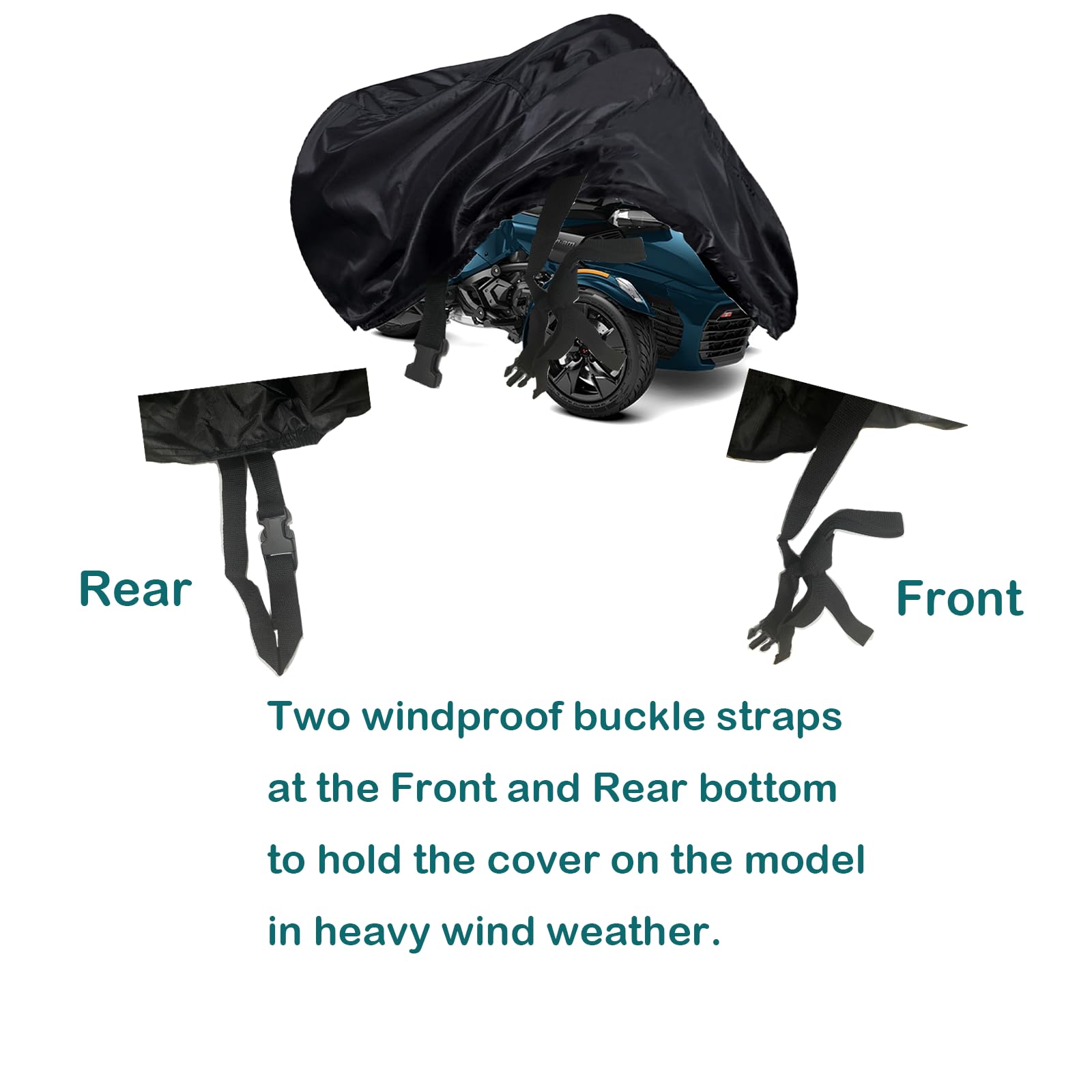 QYMOTO Spyder Full Cover, Heavy Duty Windproof Waterproof Cover for Can Am Spyder F3s F3t Cover,Ryker Sport/Rally All Weather Pr