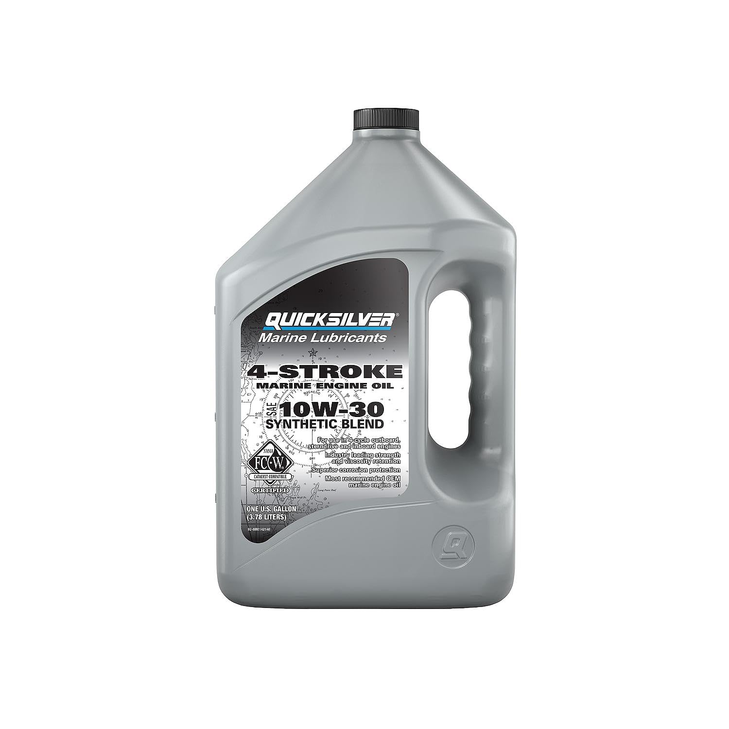 Quicksilver 10W-30 4-Stroke Synthetic Blend Marine Outboard and Sterndrive Engine Oil, 1 Gallon