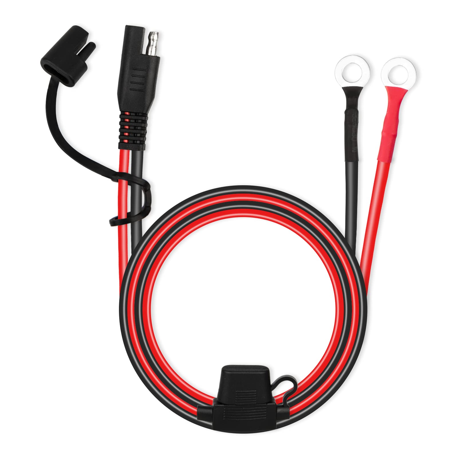 Mentbery 2Pcs Sae Extension Cable, 10Awg Sae Battery Connector, Ring Terminal Harness Accessory Cable