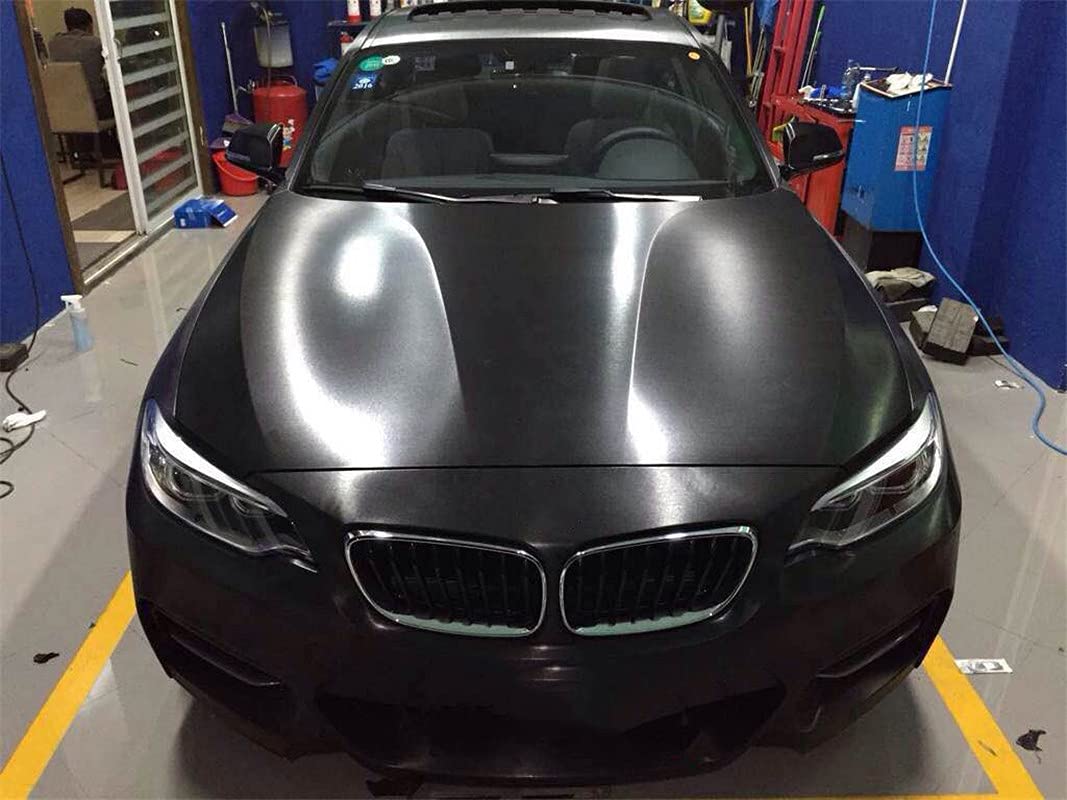 Lzlrun Free Tool Kit Black Satin Metallic Brushed Vinyl Tape For Black Out Chrome Delete Window Trim Door Trim (1Feet X 10Feet)