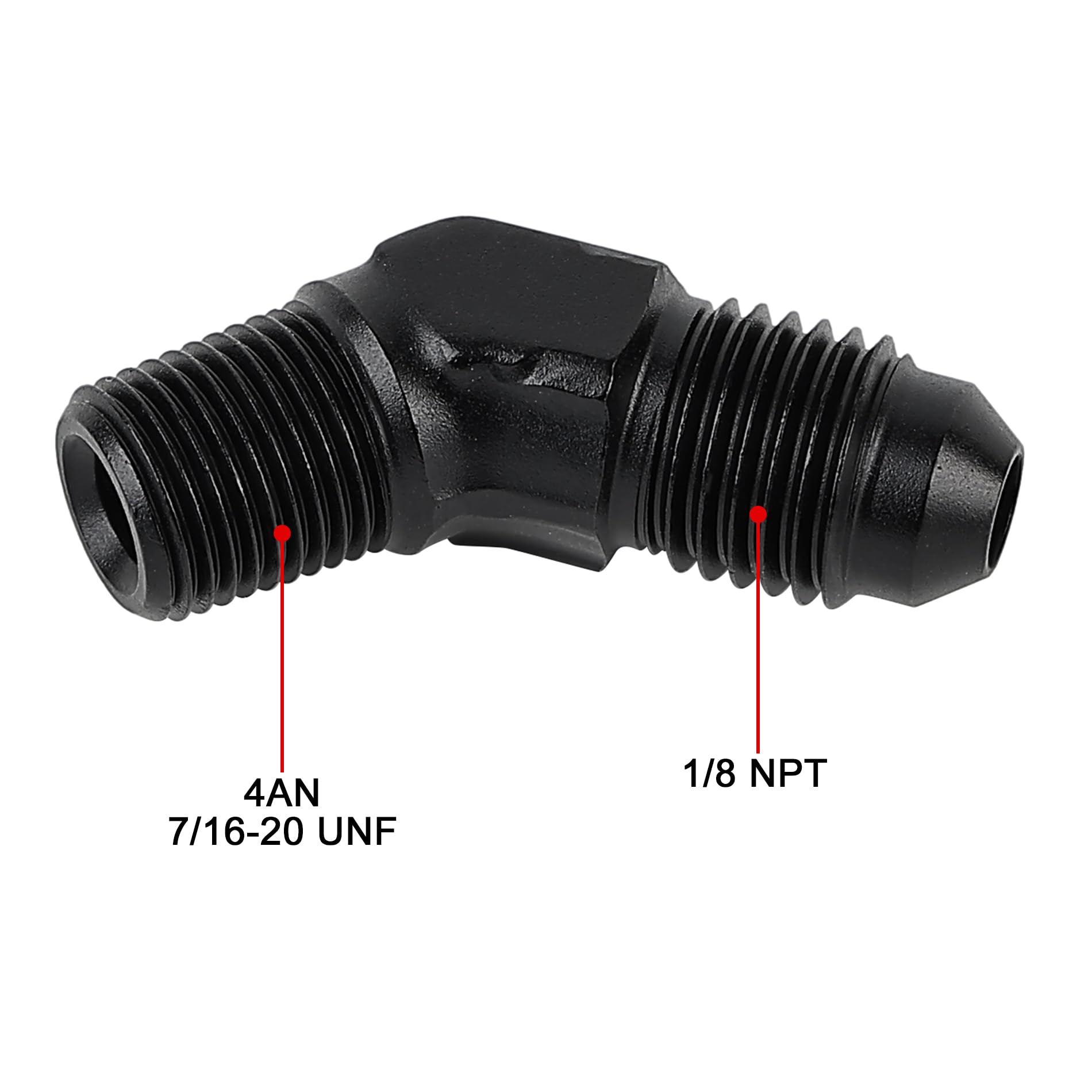 Evil Energy 4An Male Flare To 1/8'' Npt Pipe 45 Degree Fitting Adapter Aluminum Black