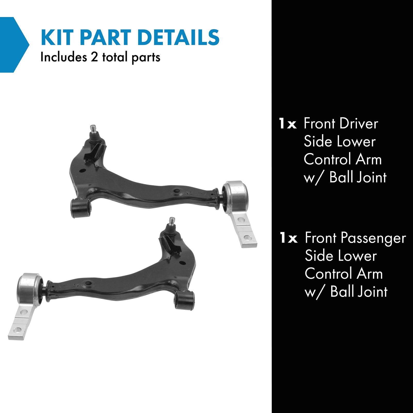 Trq Front Lower Control Arm With Ball Joint Set Compatible With 2003-2007 Nissan Murano Ni4510100 Ni4511100