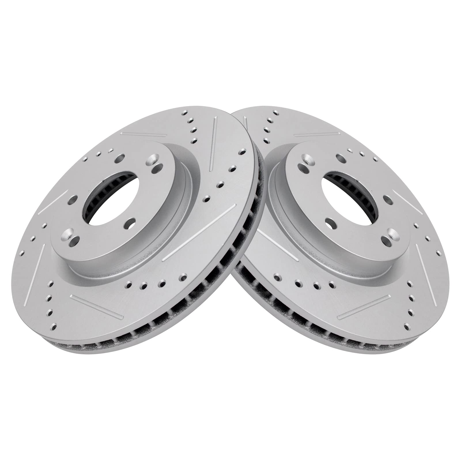 Trq Front Performance Brake Rotors Set Premium G-Coated Cross Drilled & Slotted Compatible With 20067-2016 Hyundai Santa Fe