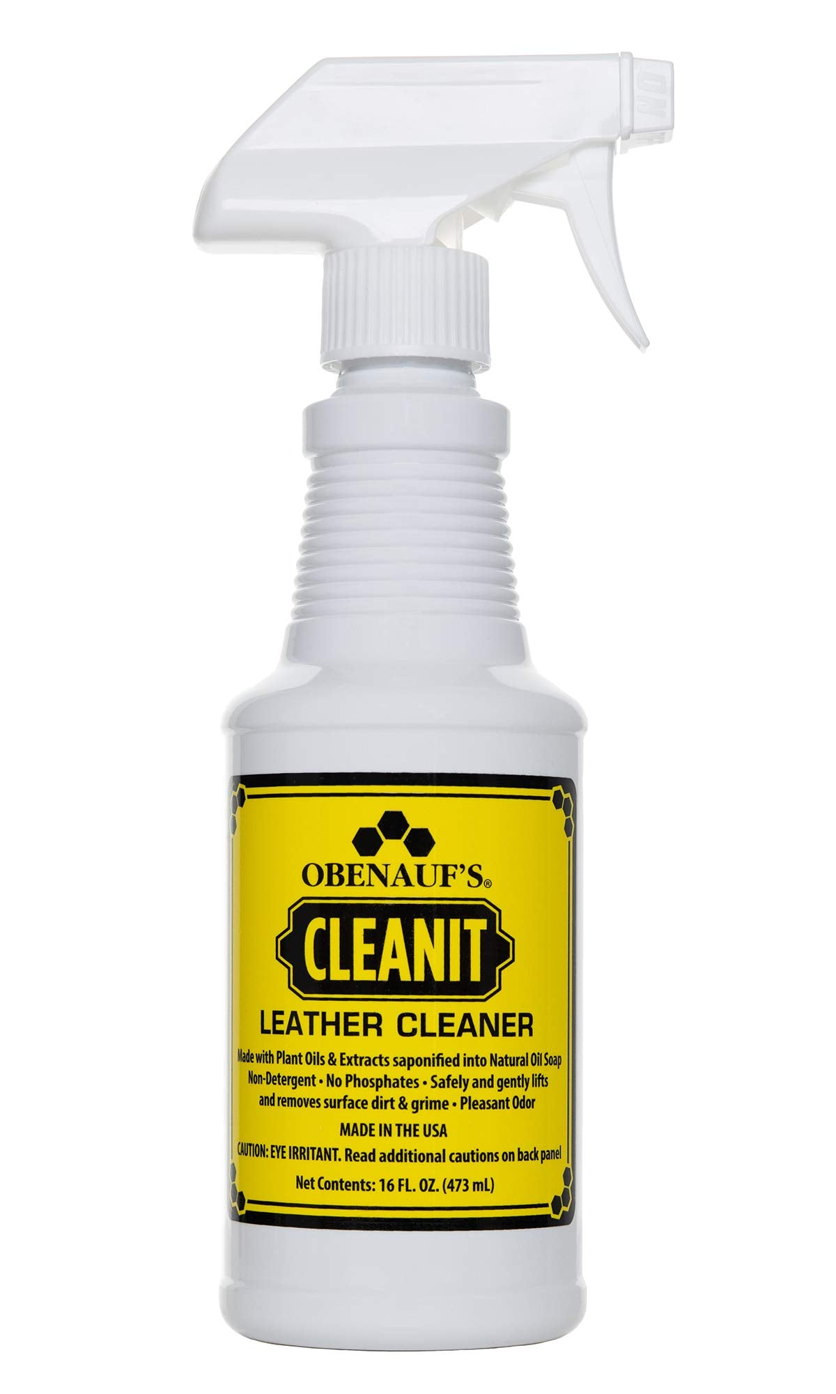 Obenaufs Cleanit Leather Cleaner - Natural Plant Oil Leather Cleaner for Boots, Furniture and Car Interior - Safe and Gentle Non-Detergent Oil Liquid Soap - Ready-to-use 16oz Spray Bottle