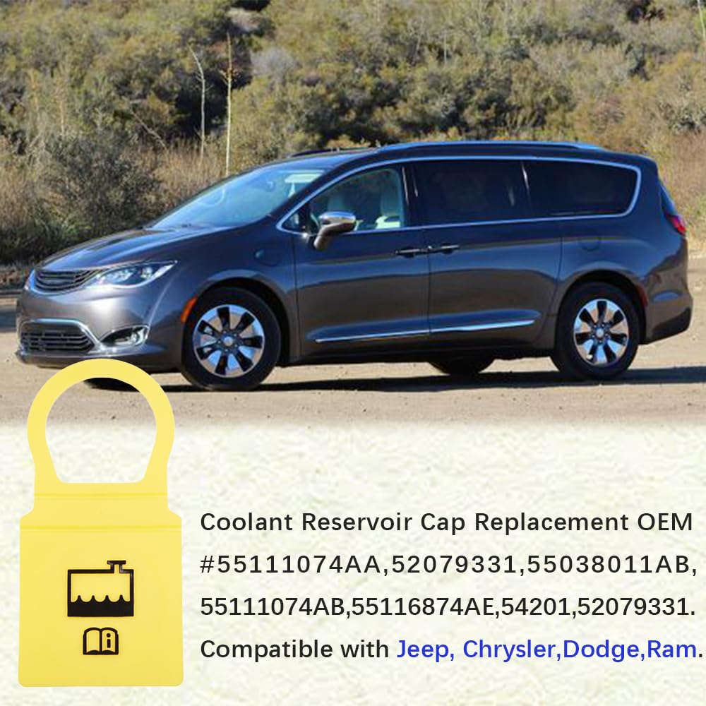 Kutyun 2Pcs Engine Coolant Reservoir Cap, Coolant Cap Replacement 55111074Aa 52079331, Engine Recovery Overflow Tank Cap Suitabl