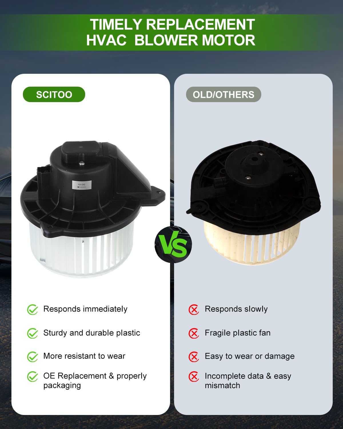 SCITOO AC Heater Blower Motor 700012 HVAC Blower Motor Fit for 2002-2008 Dodge Ram 1500/2003-2009 Dodge Ram 2500/2003-2009 Dodge