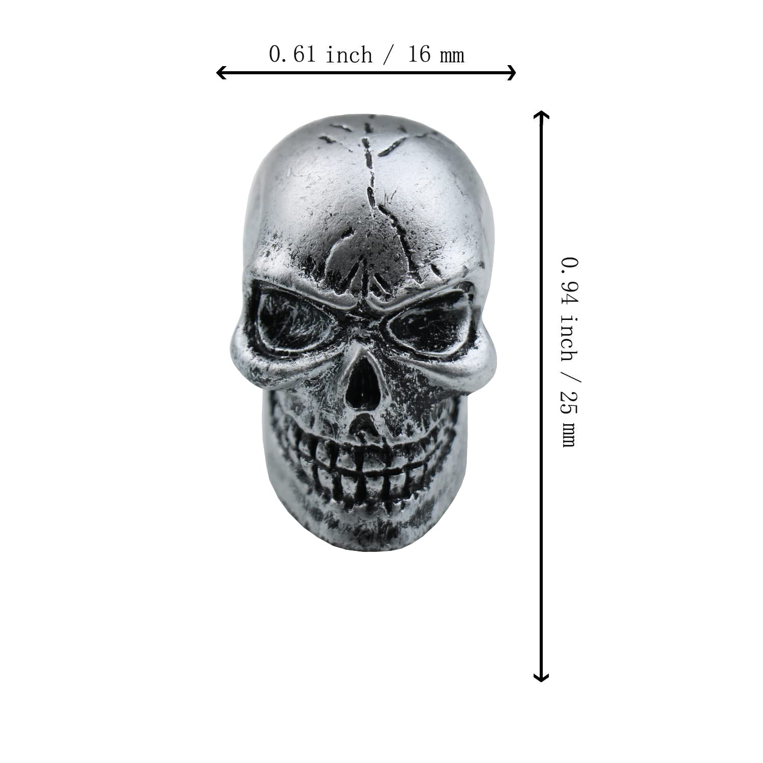 Bashineng Cars Tires Valve Stem Caps Cover Dustproof Cool Skull Head Fit Most Vehicle Suv Bike Trucks Motorcycles 4 Pcs/Set(Silv