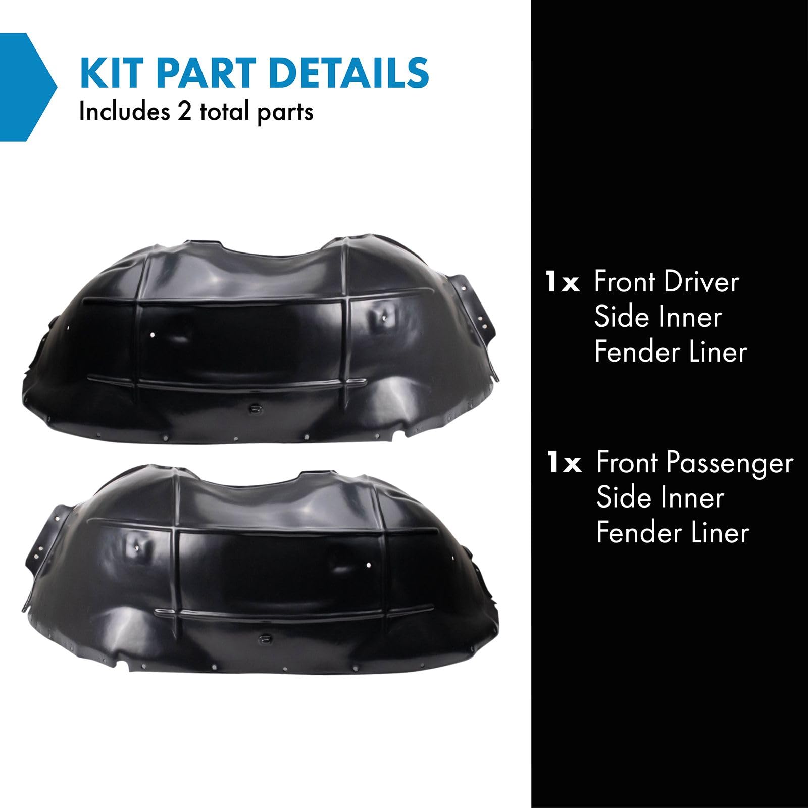 Trq Front Inner Fender Liner Set Compatible With 2015-2020 Cadillac Escalade Escalade Esv Gm1248247 Gm1249247