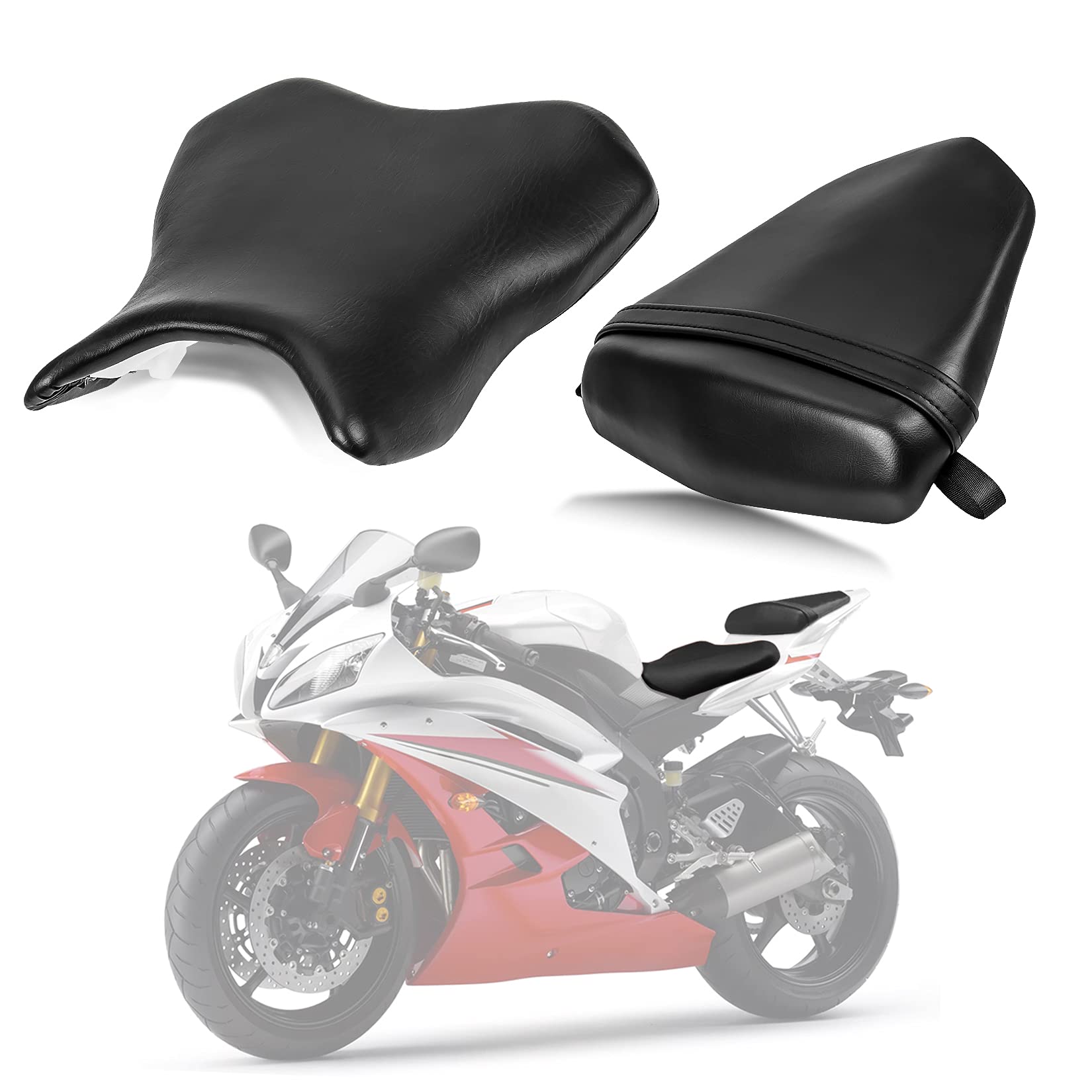 PLSER Front Rider Driver Rear Passenger Seat Pillion Cushion Seat for YZF R6 2006 2007