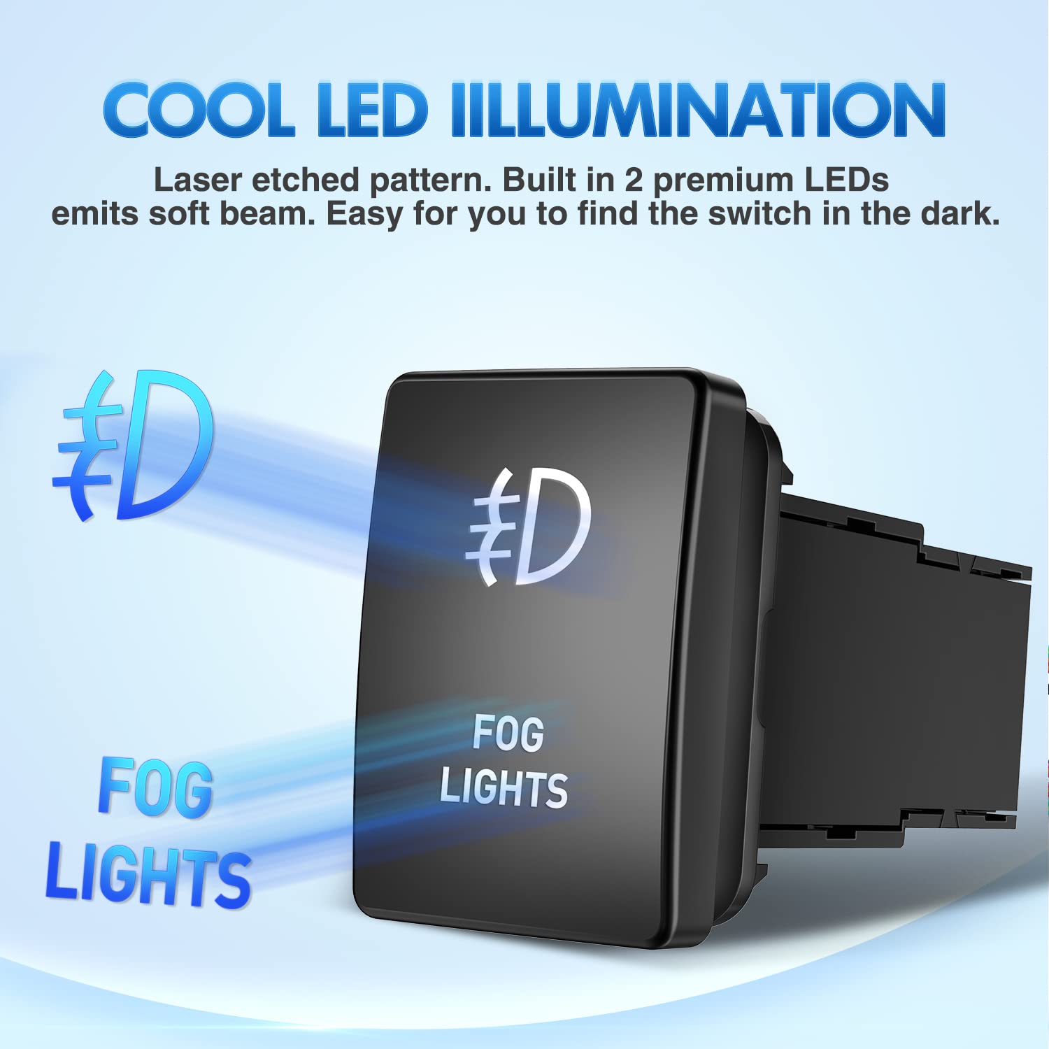 Nilight Fog Lights Push Button Switch 12V ON Off Switch with Connector Wire Kit 1.28'' x 0.87'' Replacement for Toyota Sequoia H