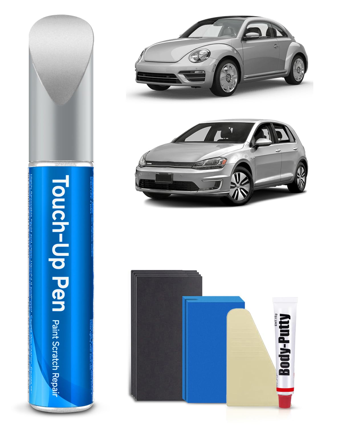 RSACET LB9Z/K8 White Silver Metallic Touch Up Paint Kit Compatible with Volkswagen Exact Match Car Scratch Repair Touch Up Paint